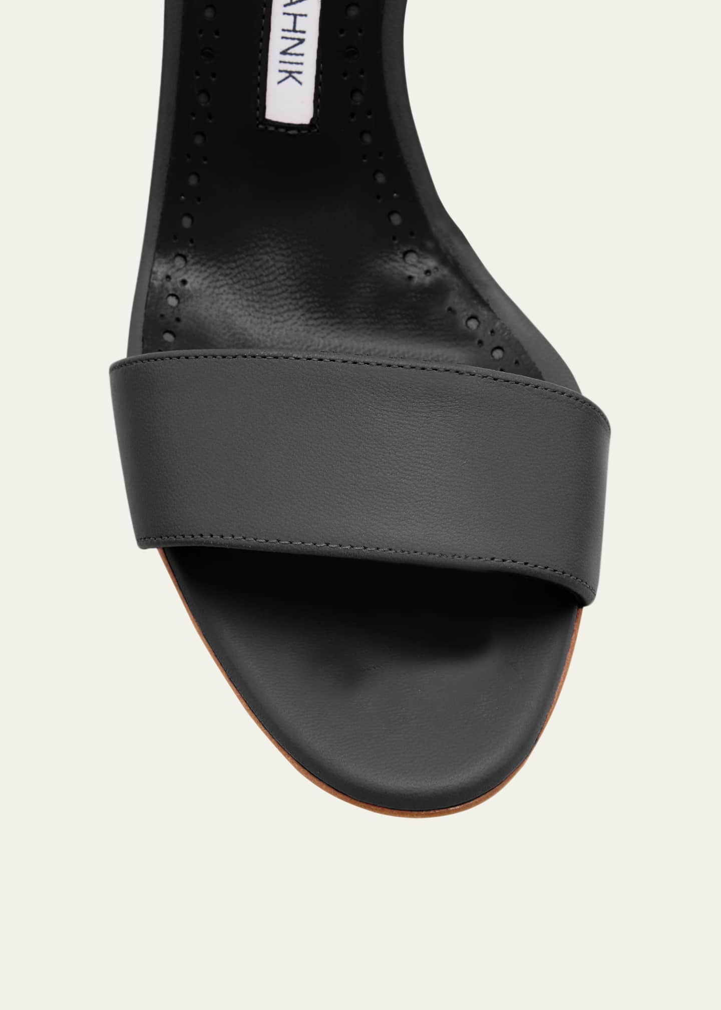 Manolo Blahnik Chastana Mixed Leather Ankle-Tie Sandals Image 3 of 4
