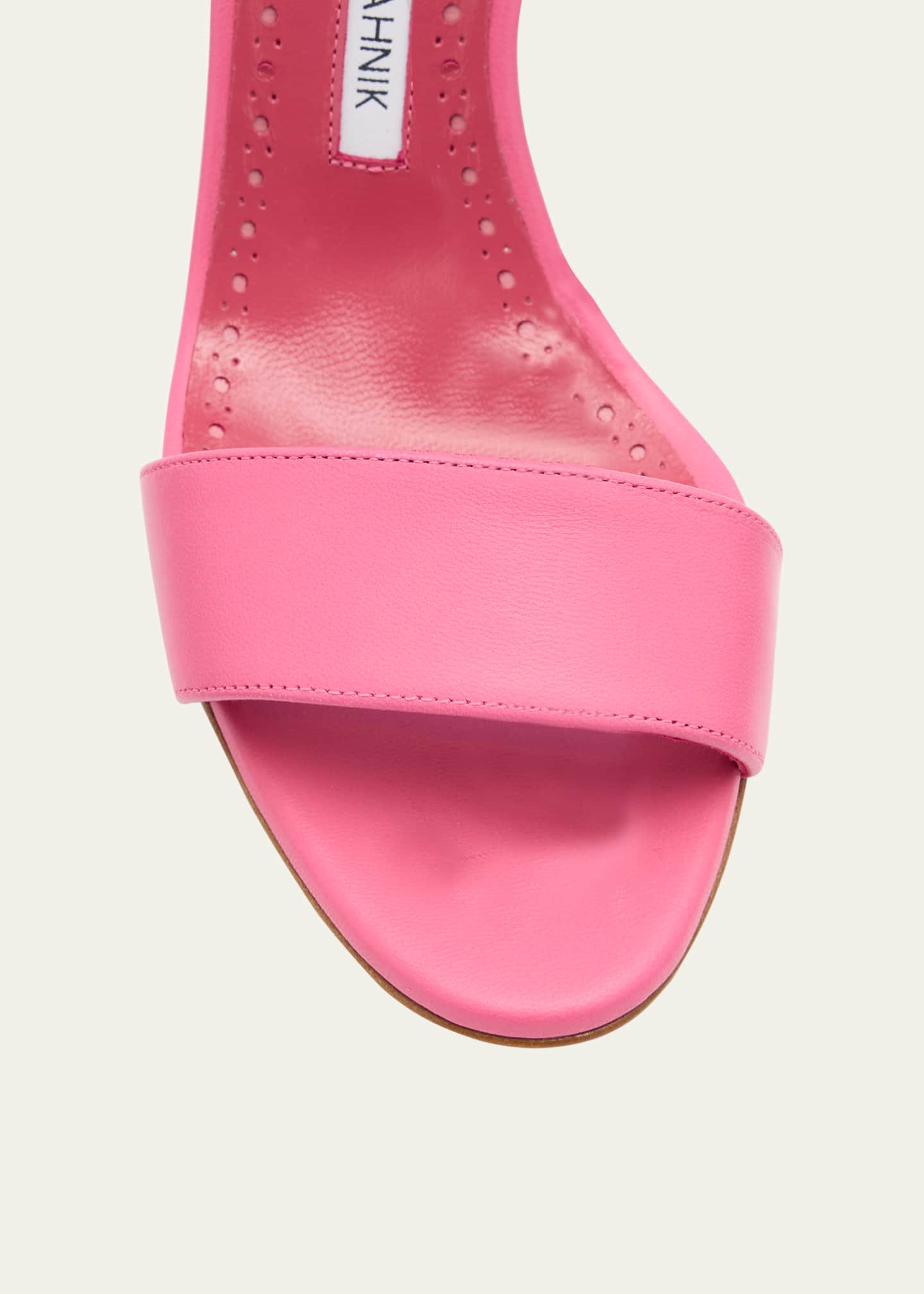 Manolo Blahnik Chastana Mixed Leather Ankle-Tie Sandals Image 3 of 4