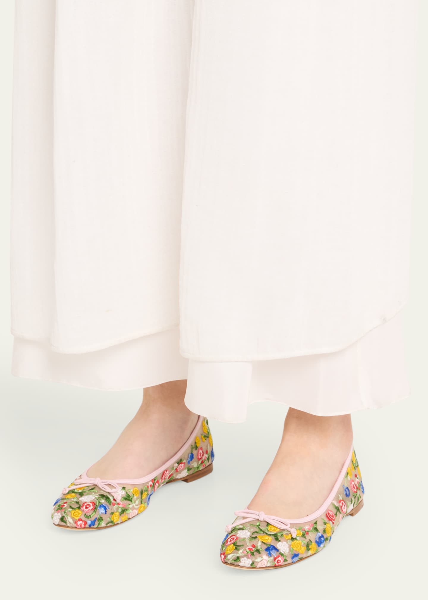 Manolo Blahnik Floral Mesh Bow Ballerina Flats Image 2 of 6