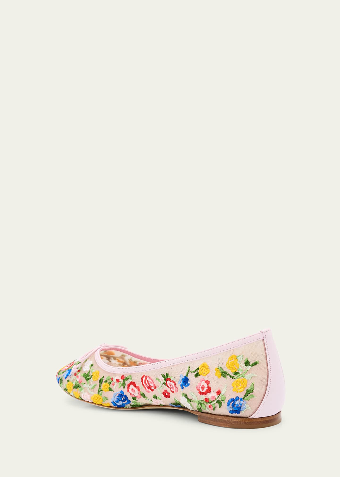Manolo Blahnik Floral Mesh Bow Ballerina Flats Image 4 of 6