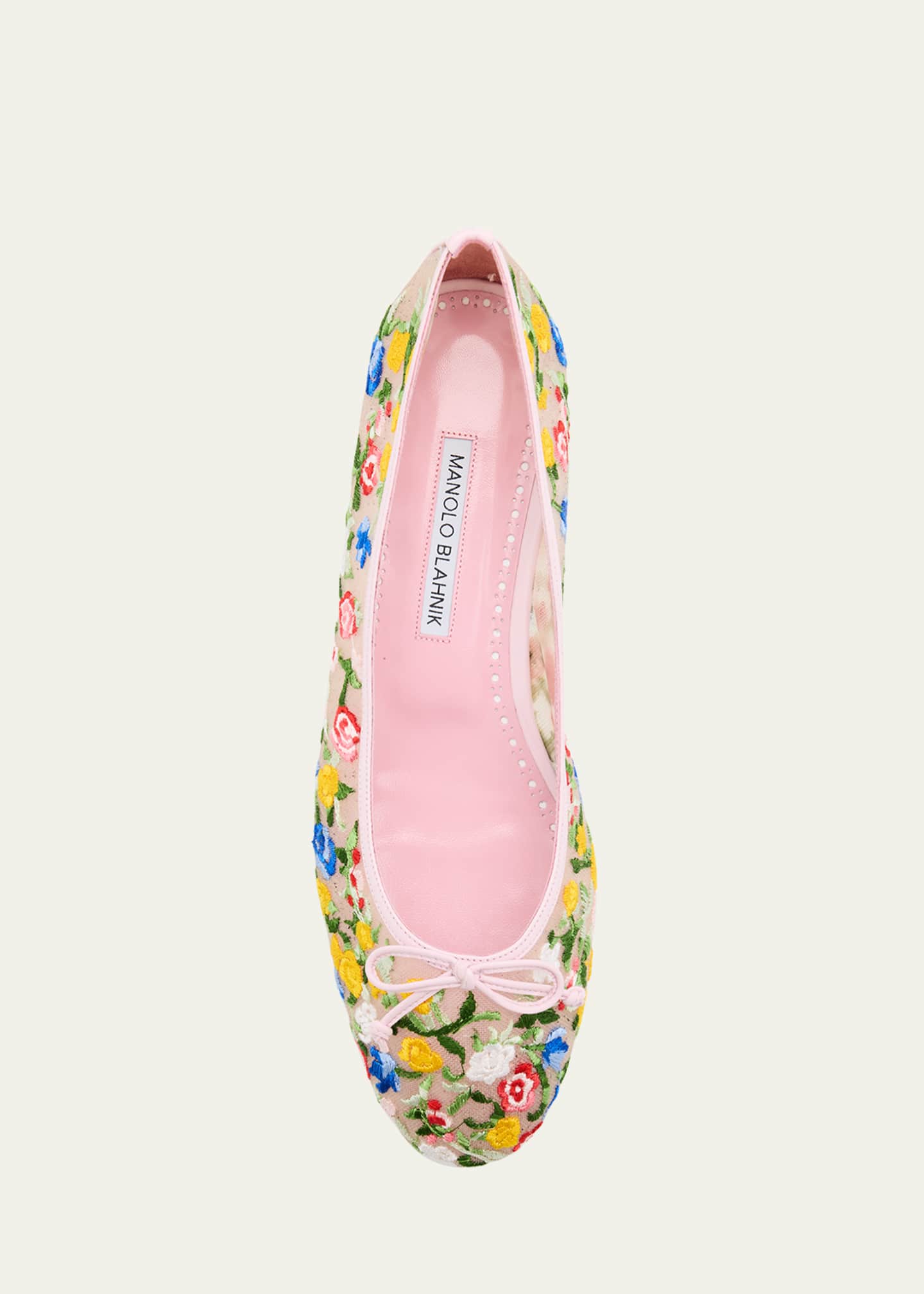 Manolo Blahnik Floral Mesh Bow Ballerina Flats Image 6 of 6