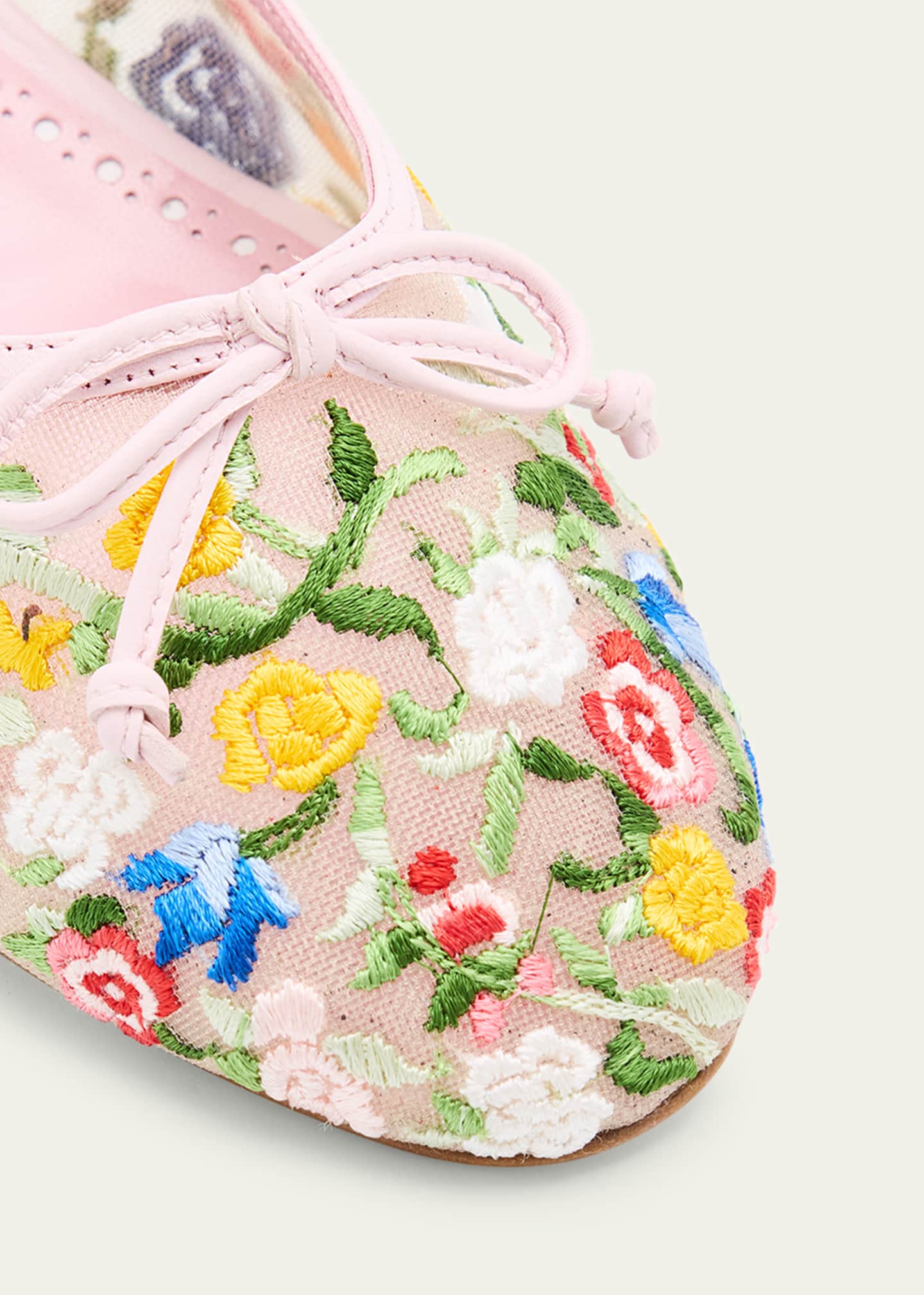 Manolo Blahnik Floral Mesh Bow Ballerina Flats Image 5 of 6