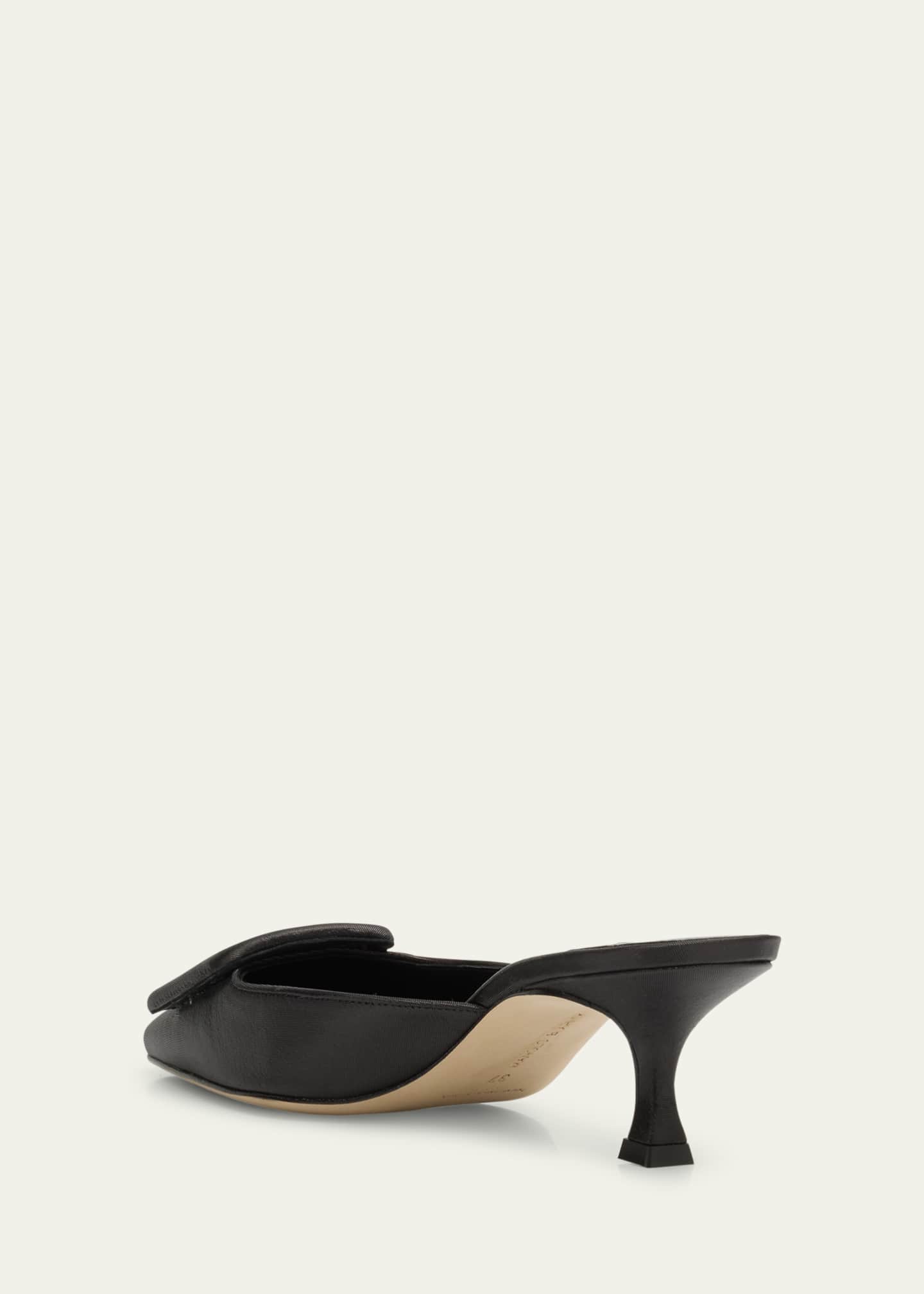 Manolo Blahnik Maysale Satin Buckle Mule Pumps Image 2 of 4