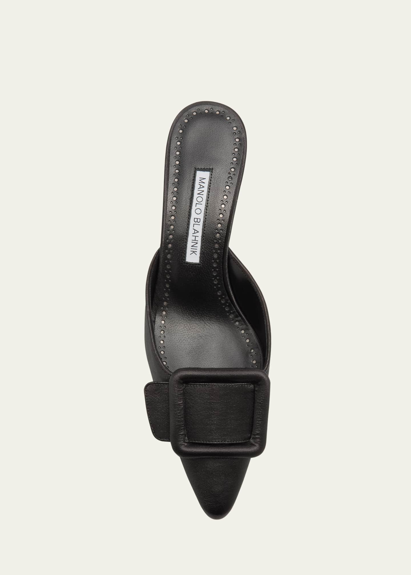 Manolo Blahnik Maysale Satin Buckle Mule Pumps Image 4 of 4