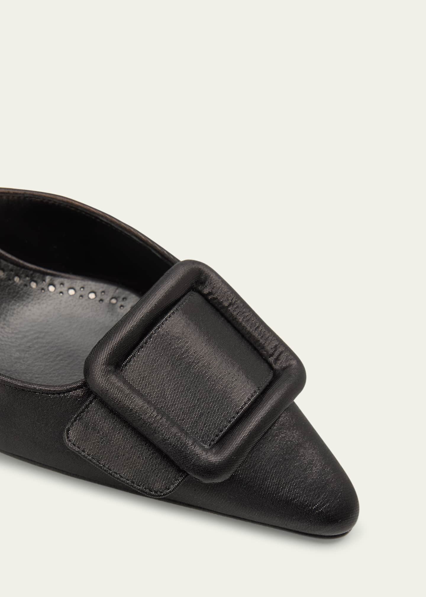 Manolo Blahnik Maysale Satin Buckle Mule Pumps Image 3 of 4