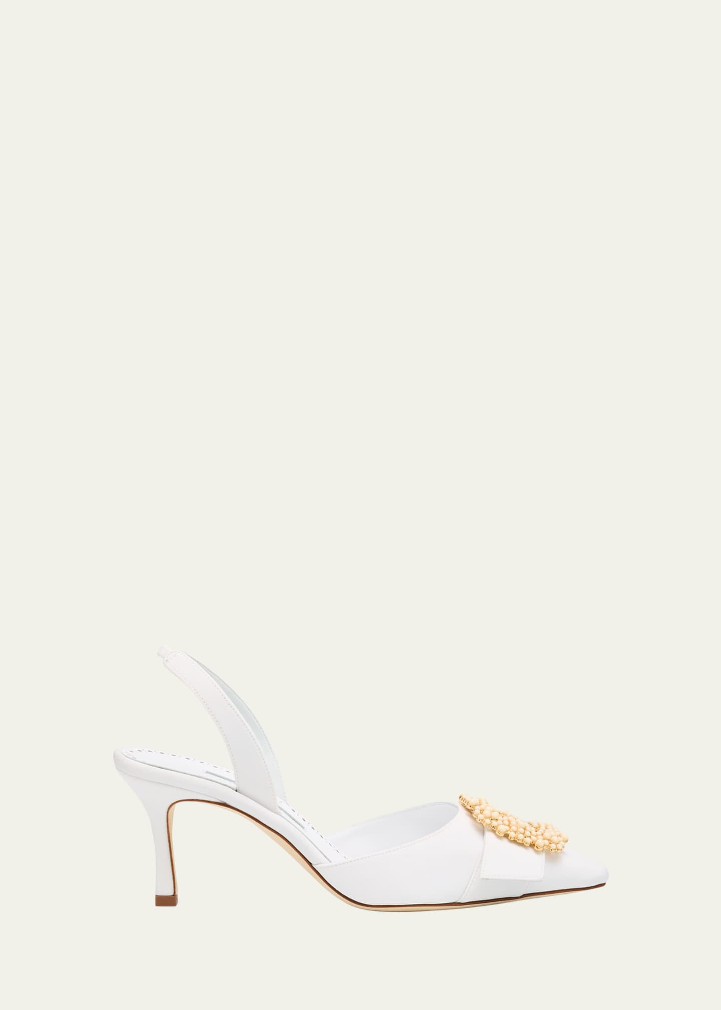 Manolo Blahnik Gibsli Silk Buckle Slingback Pumps Image 1 of 4