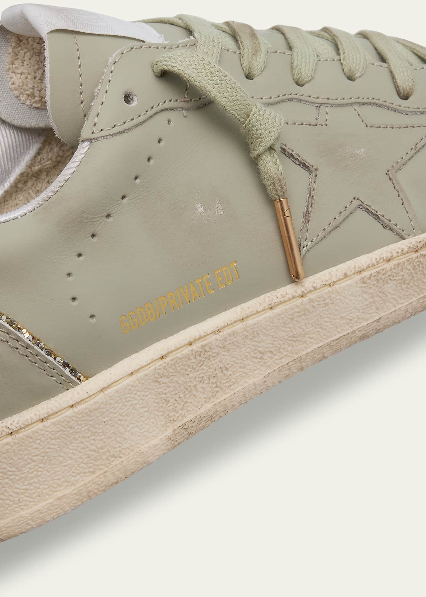Golden Goose Ballstar Leather Glitter Low-Top Sneakers Image 4 of 5
