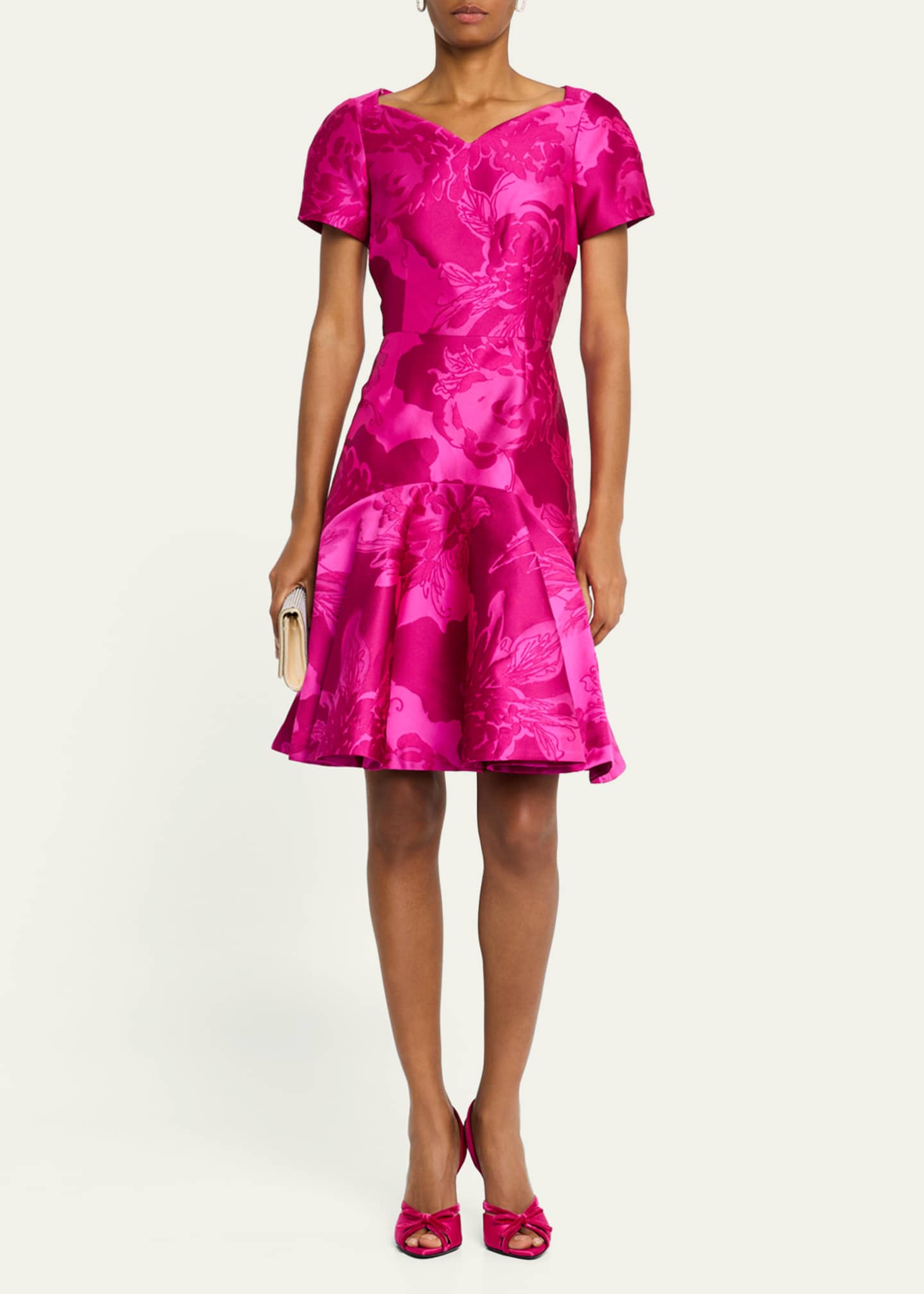 Rickie Freeman for Teri Jon Floral Mikado Flounce Dress Image 4 of 5