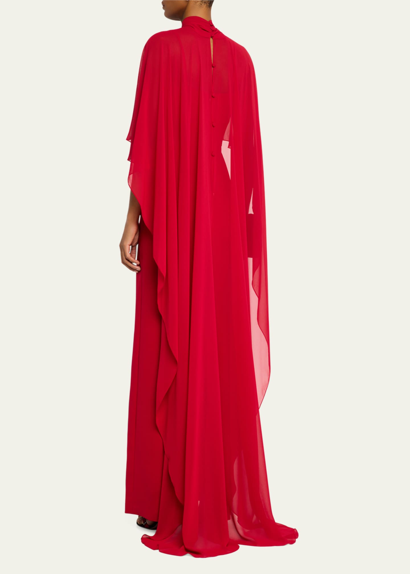 Rickie Freeman for Teri Jon Draped Tie-Neck Cape Column Gown Image 3 of 5