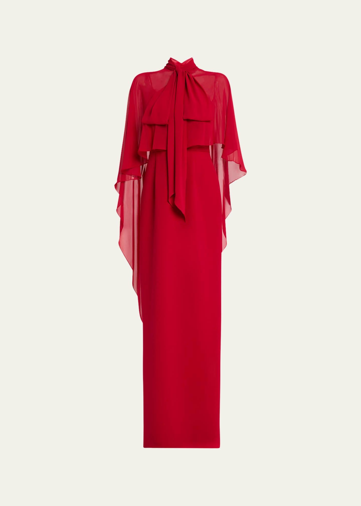 Rickie Freeman for Teri Jon Draped Tie-Neck Cape Column Gown Image 1 of 5