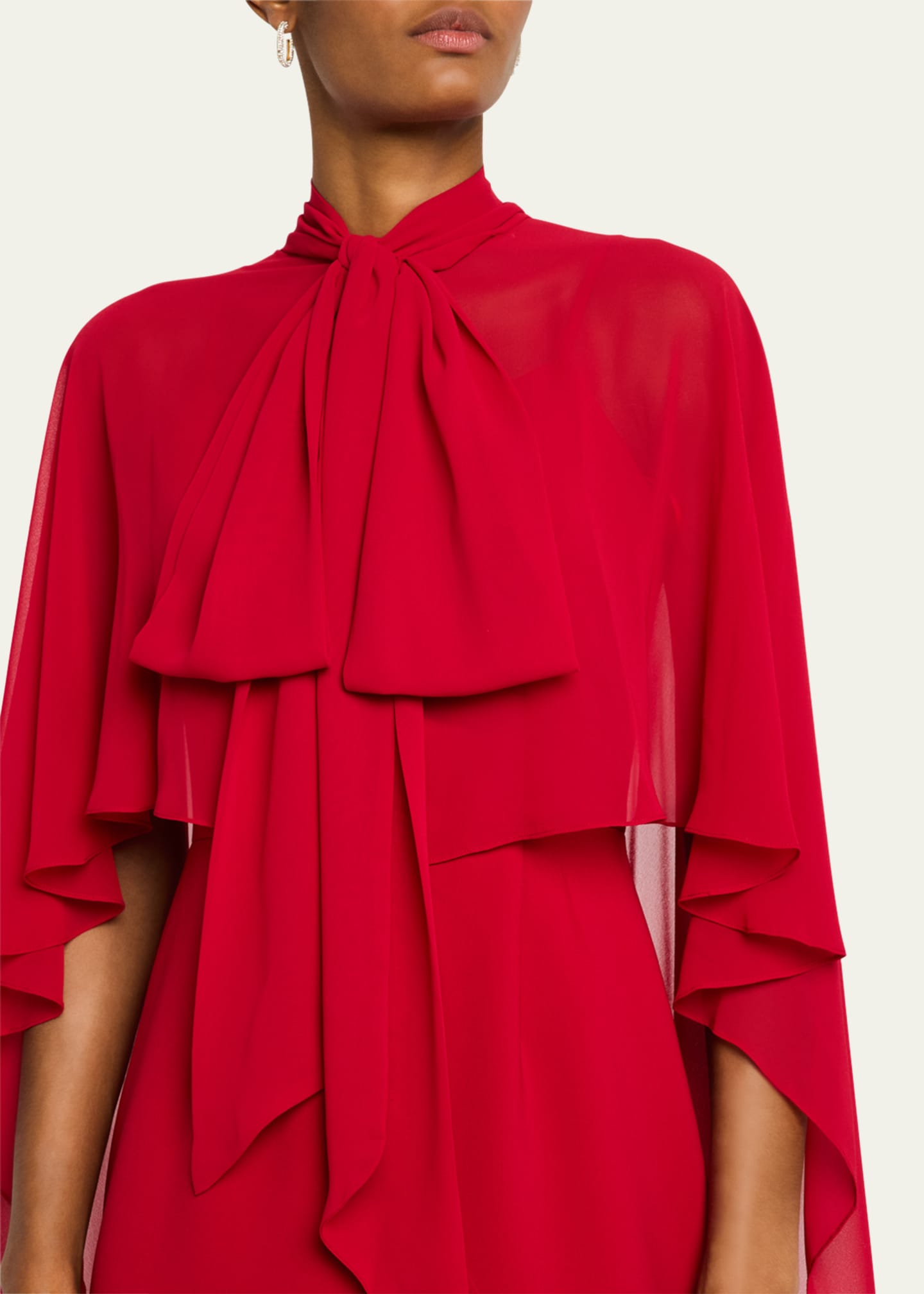 Rickie Freeman for Teri Jon Draped Tie-Neck Cape Column Gown Image 5 of 5