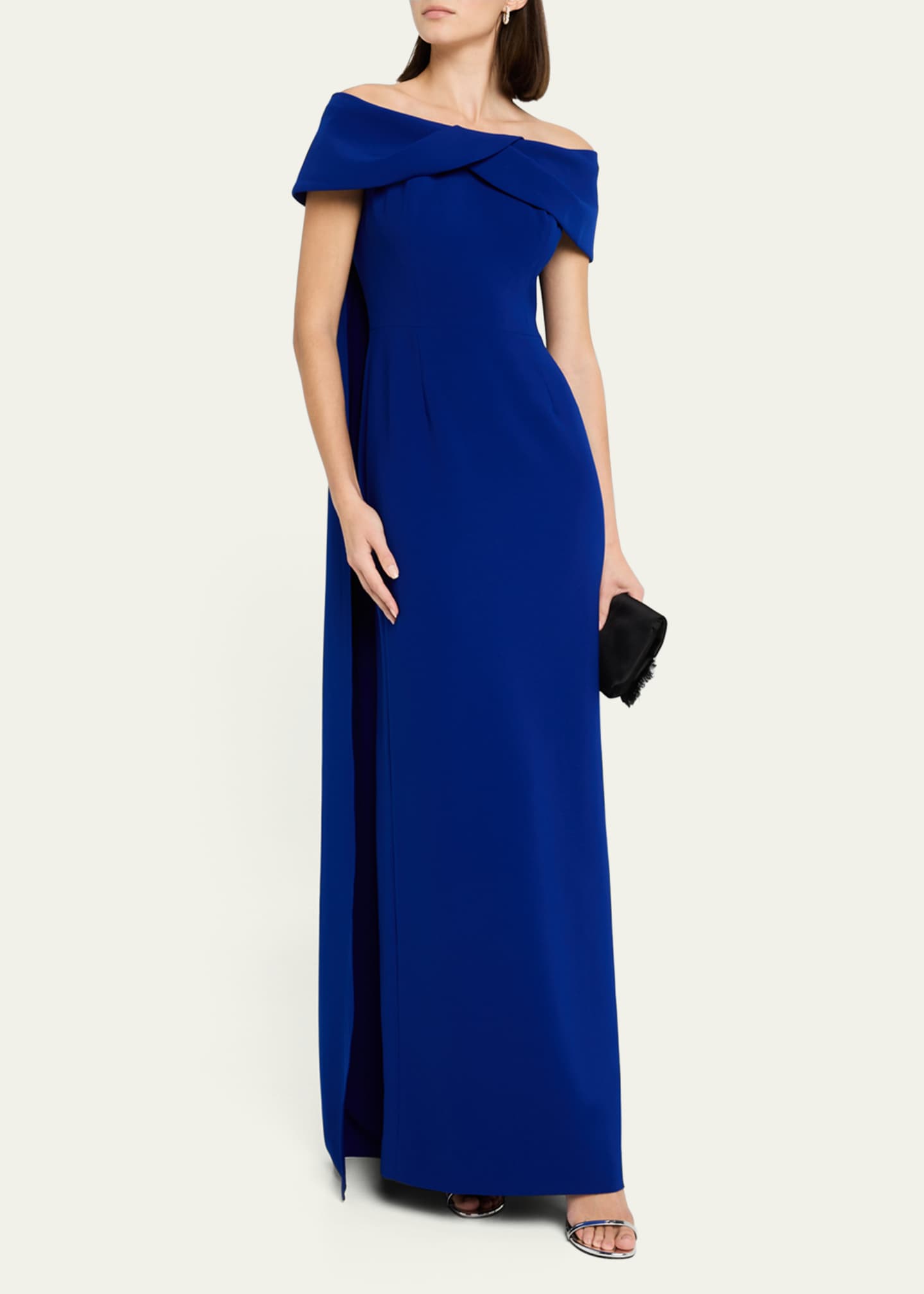 Rickie Freeman for Teri Jon Draped Off-Shoulder Crepe Gown Image 2 of 5