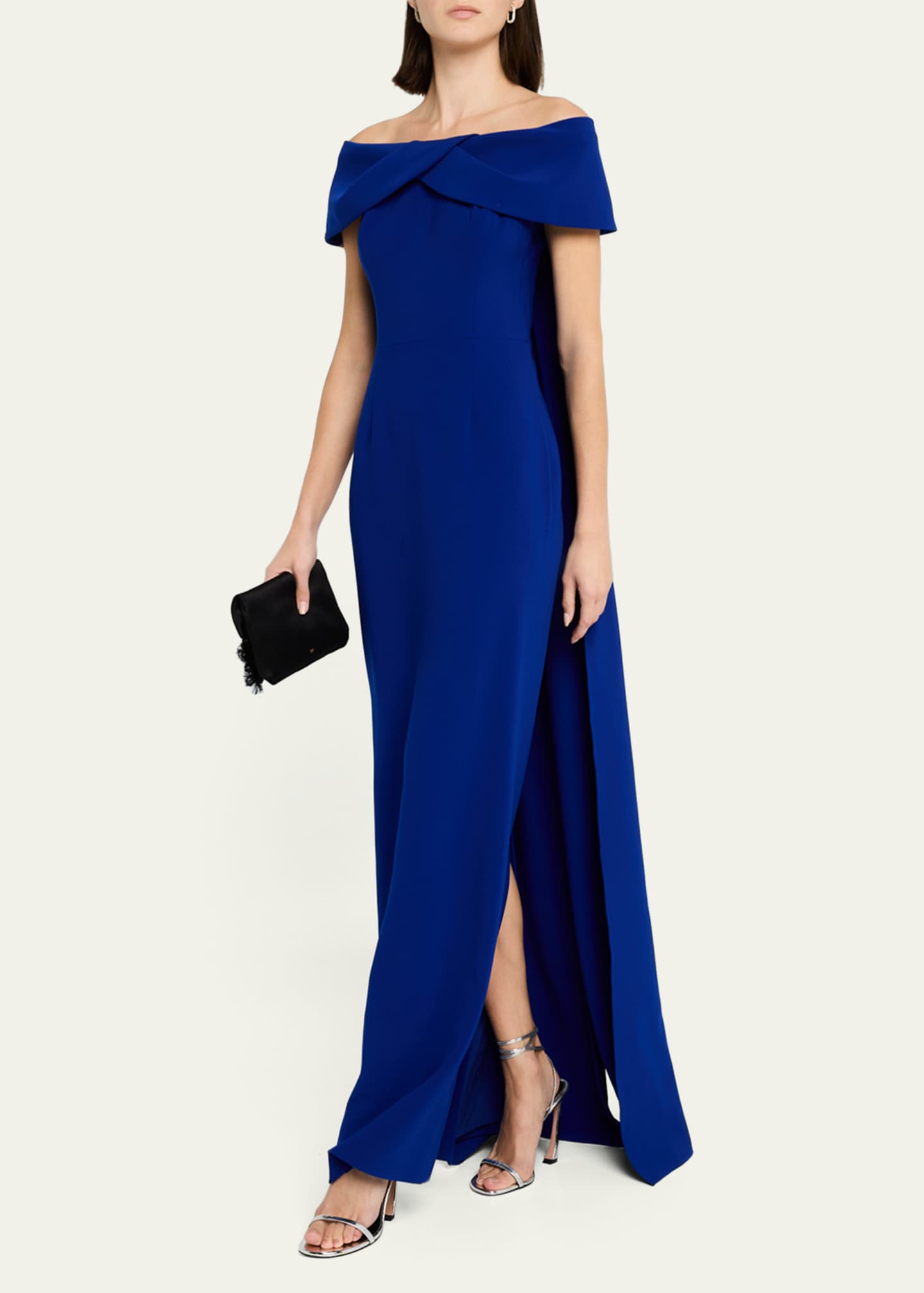 Rickie Freeman for Teri Jon Draped Off-Shoulder Crepe Gown Image 4 of 5