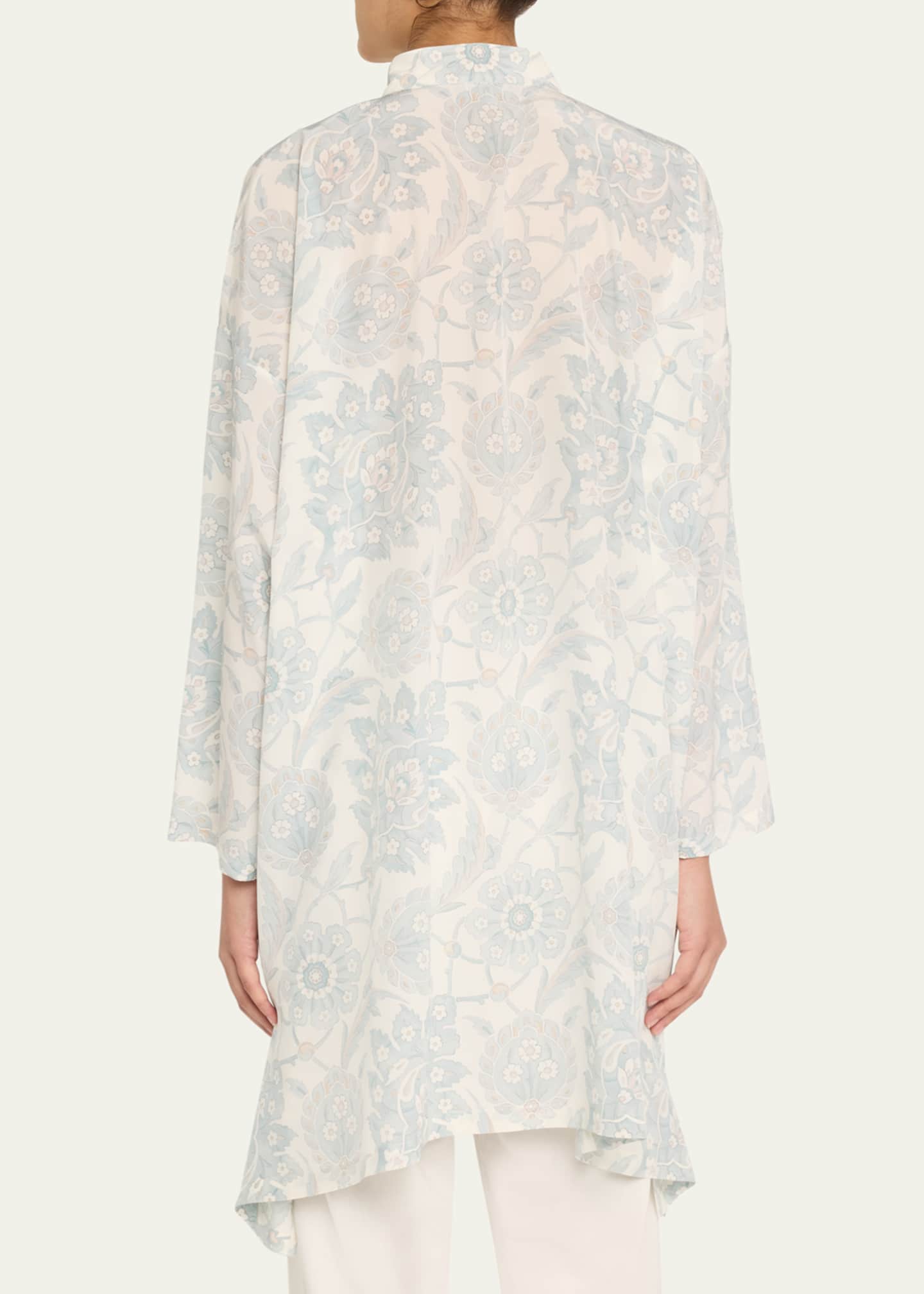 Eskandar Wide A-Line Collarless Shirt with Slits (Very Long) Image 3 of 5