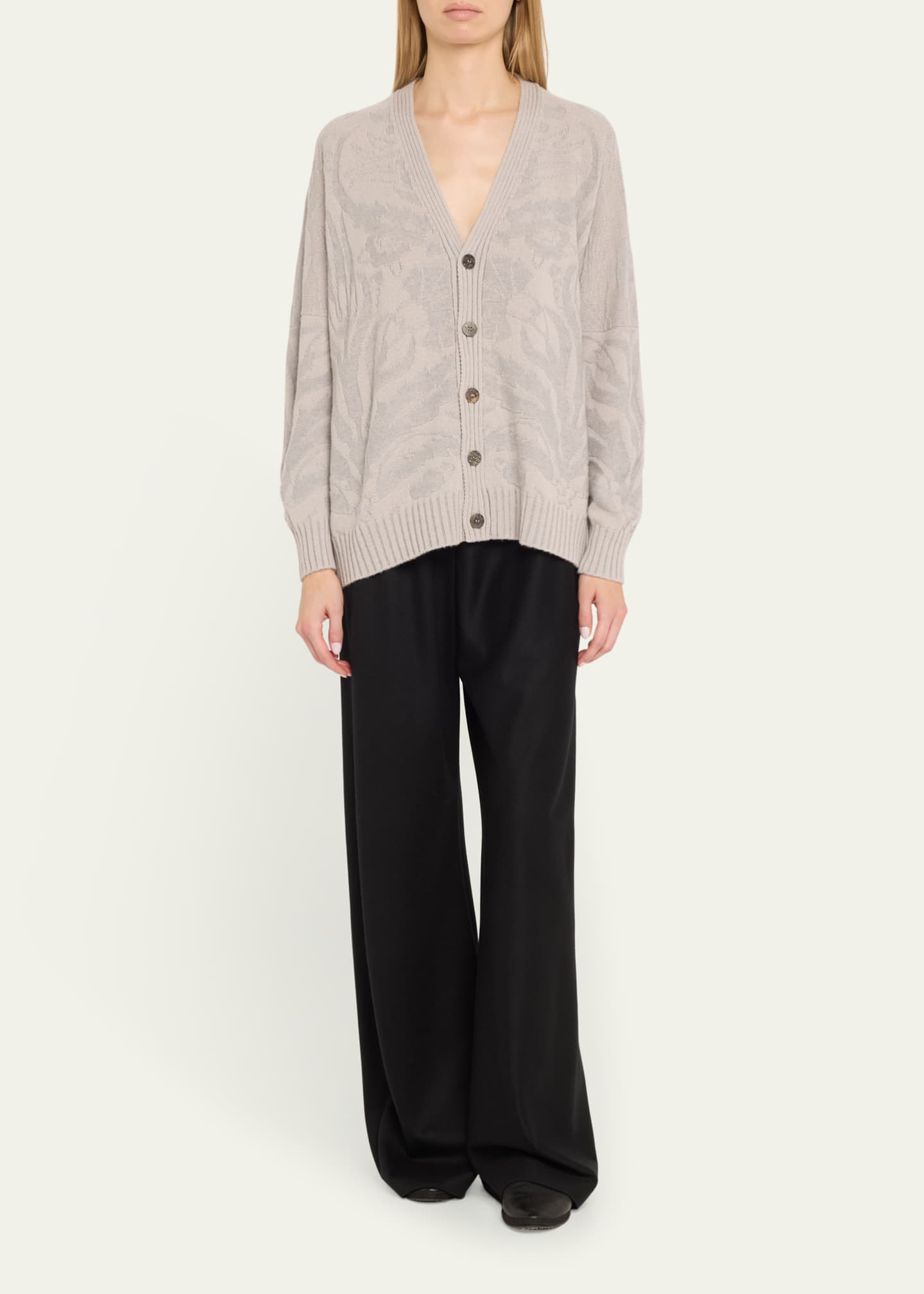 Eskandar 34 Width V-Neck Cardigan (Mid Plus Length) Image 2 of 5
