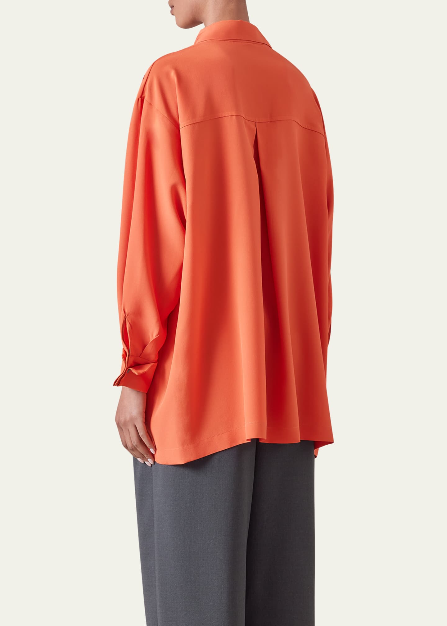 Eskandar Slim A-line Back Pleat Shirt With Collar (Long Plus Length) Image 3 of 5