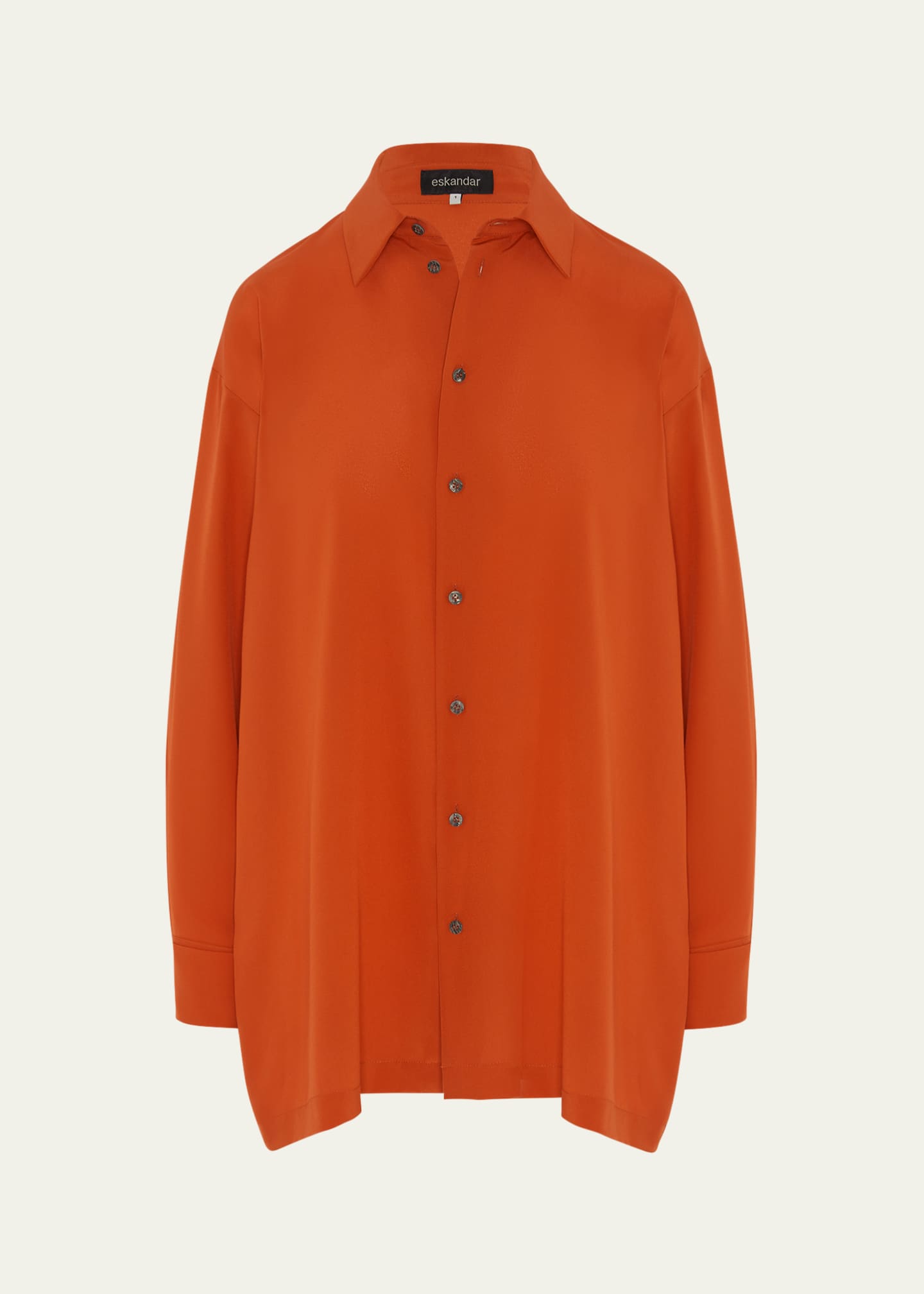 Eskandar Slim A-line Back Pleat Shirt With Collar (Long Plus Length) Image 1 of 5