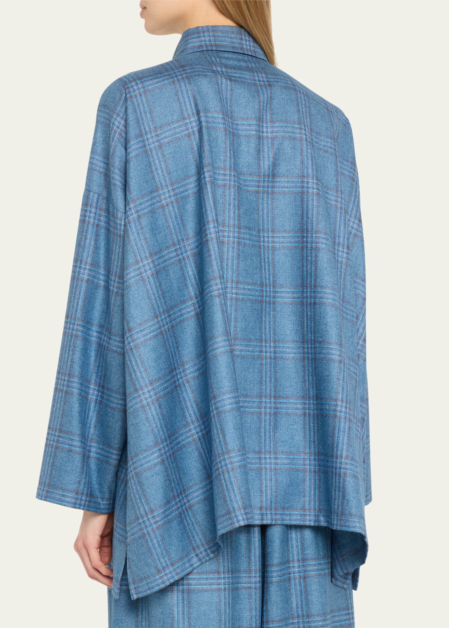 Eskandar Wide A-Line Shirt Jacket With Collar (Long Length) Image 3 of 5