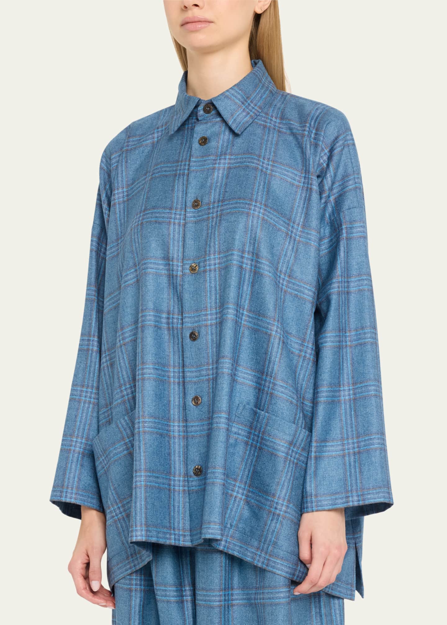 Eskandar Wide A-Line Shirt Jacket With Collar (Long Length) Image 4 of 5