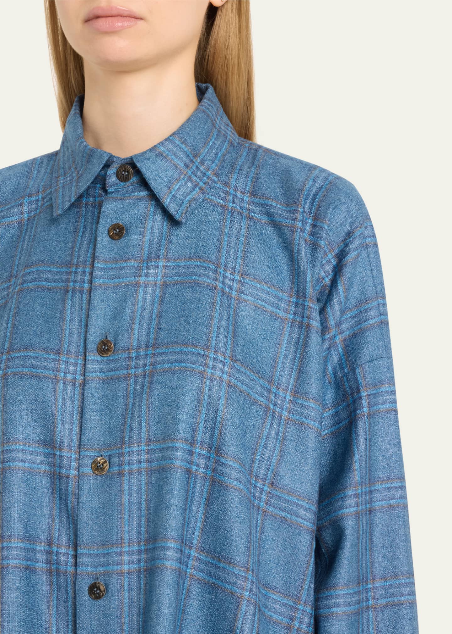 Eskandar Wide A-Line Shirt Jacket With Collar (Long Length) Image 5 of 5