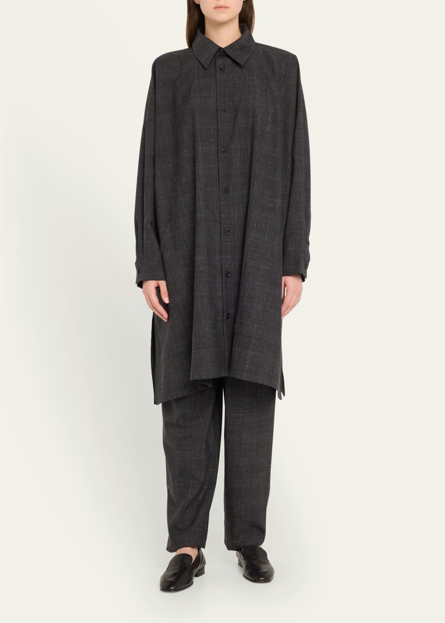 Eskandar Side-Insert Tapered Regular Trousers Image 2 of 5