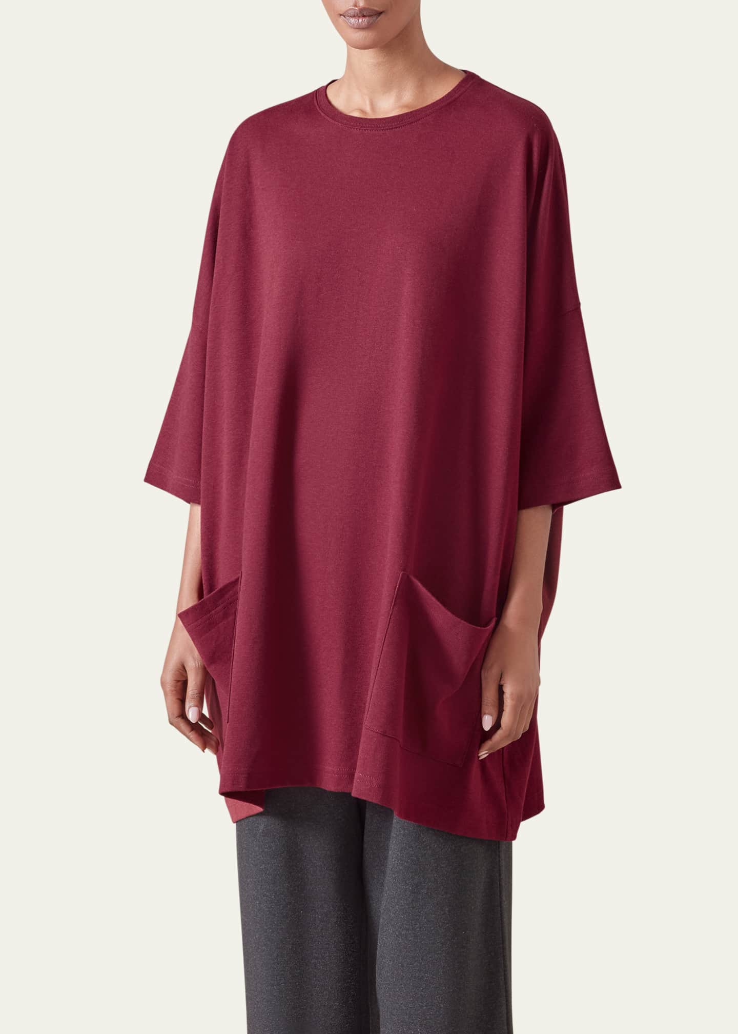 Eskandar Sloped-Shoulder Round-Neck Poncho (Long Plus Length) Image 2 of 4