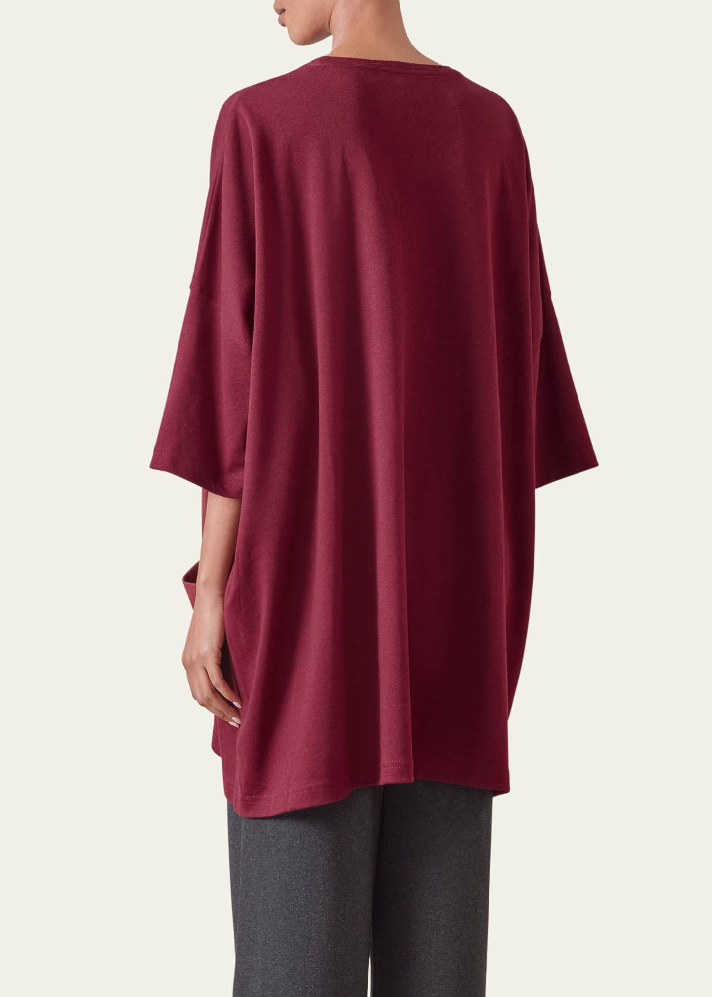 Eskandar Sloped-Shoulder Round-Neck Poncho (Long Plus Length) Image 3 of 4
