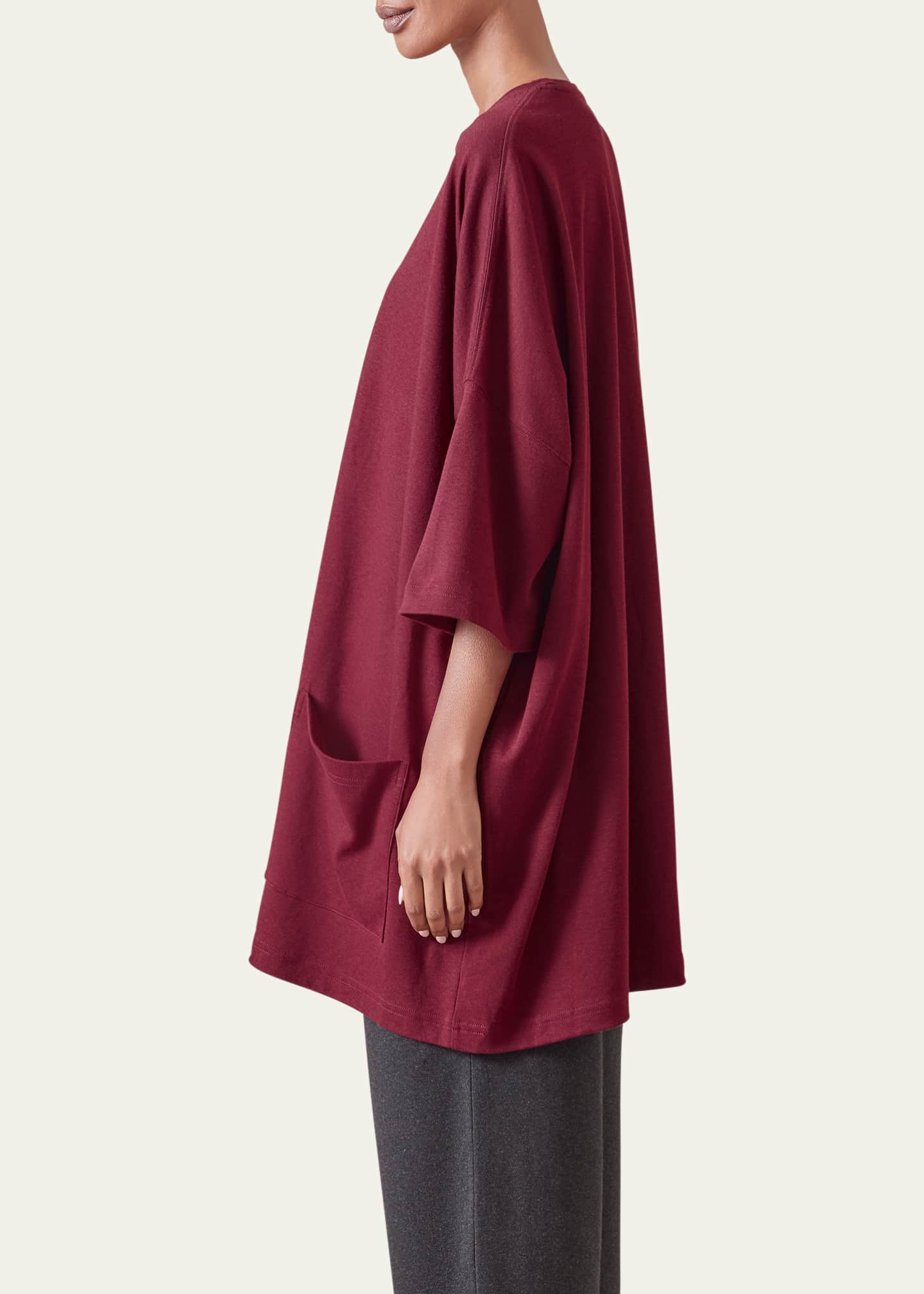 Eskandar Sloped-Shoulder Round-Neck Poncho (Long Plus Length) Image 4 of 4