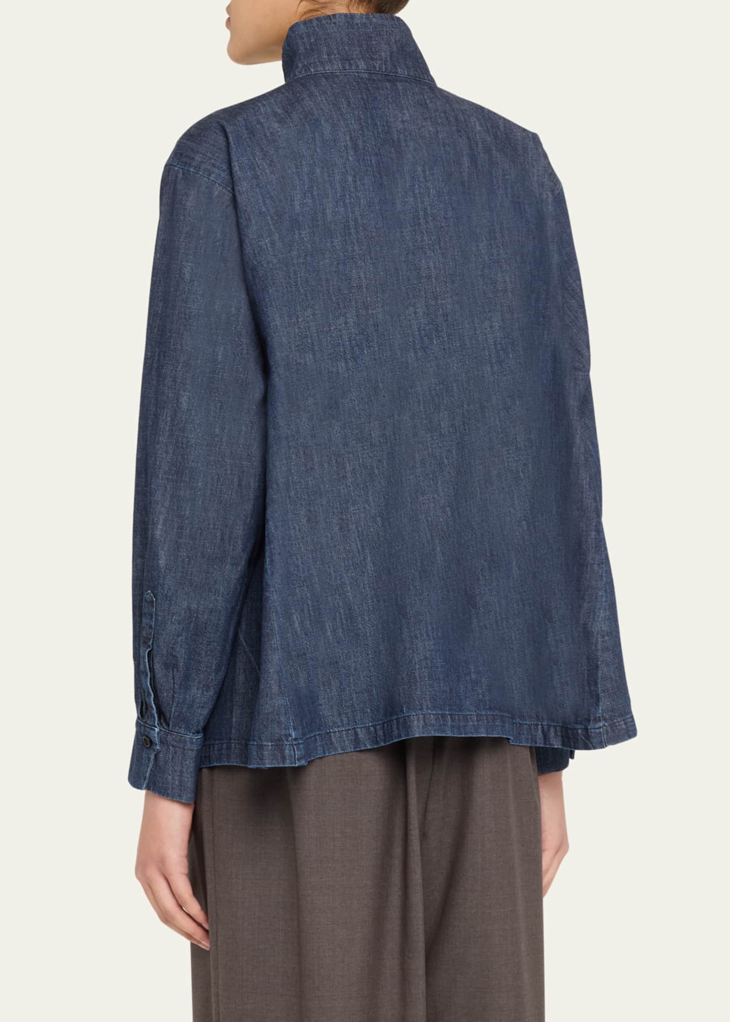 Eskandar Denim Caucasus Notch Collar Jacket (Mid Plus Length) Image 3 of 5