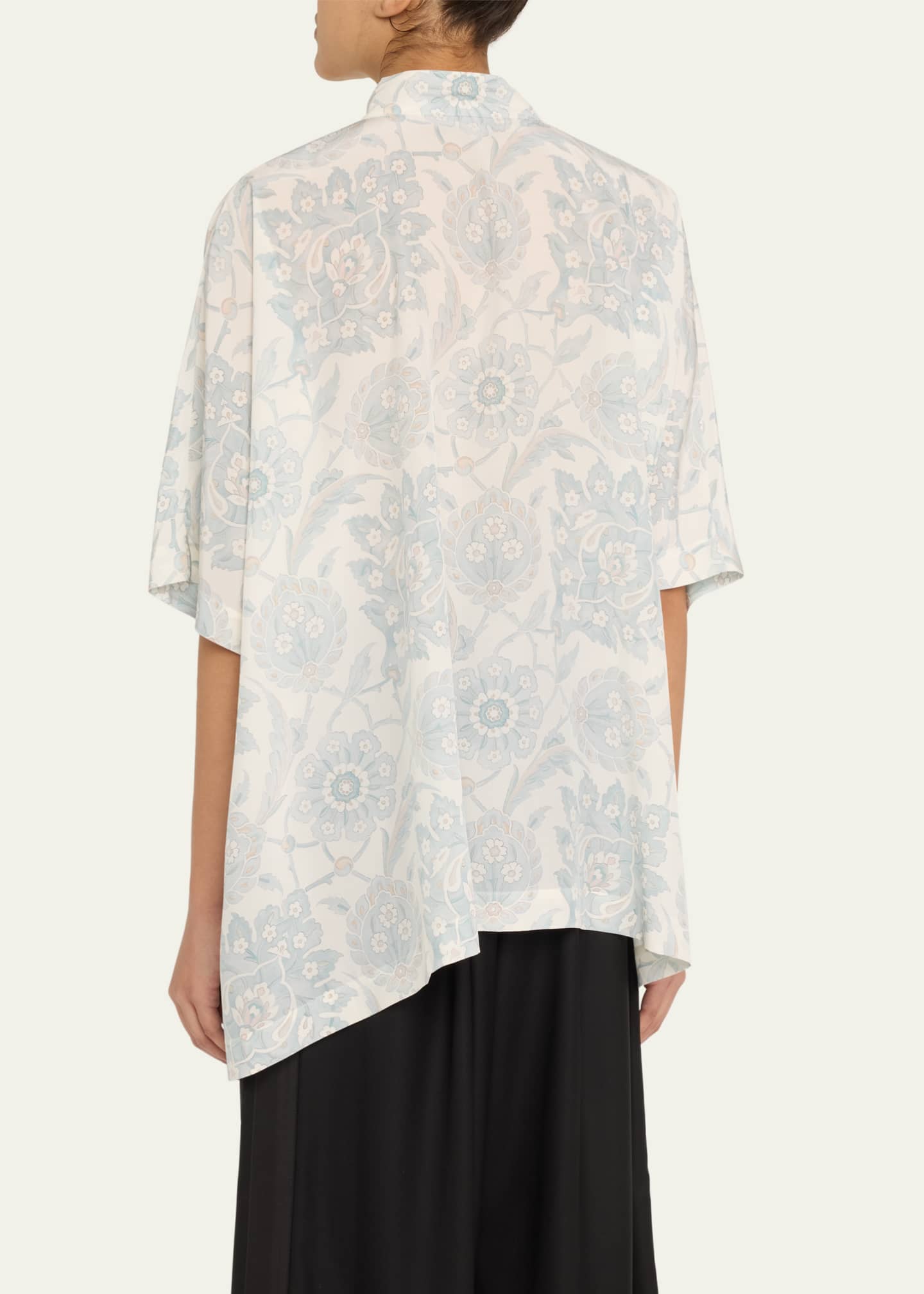 Eskandar Collarless Longer Back Kaftan Shirt (Mid Plus Length) Image 3 of 5