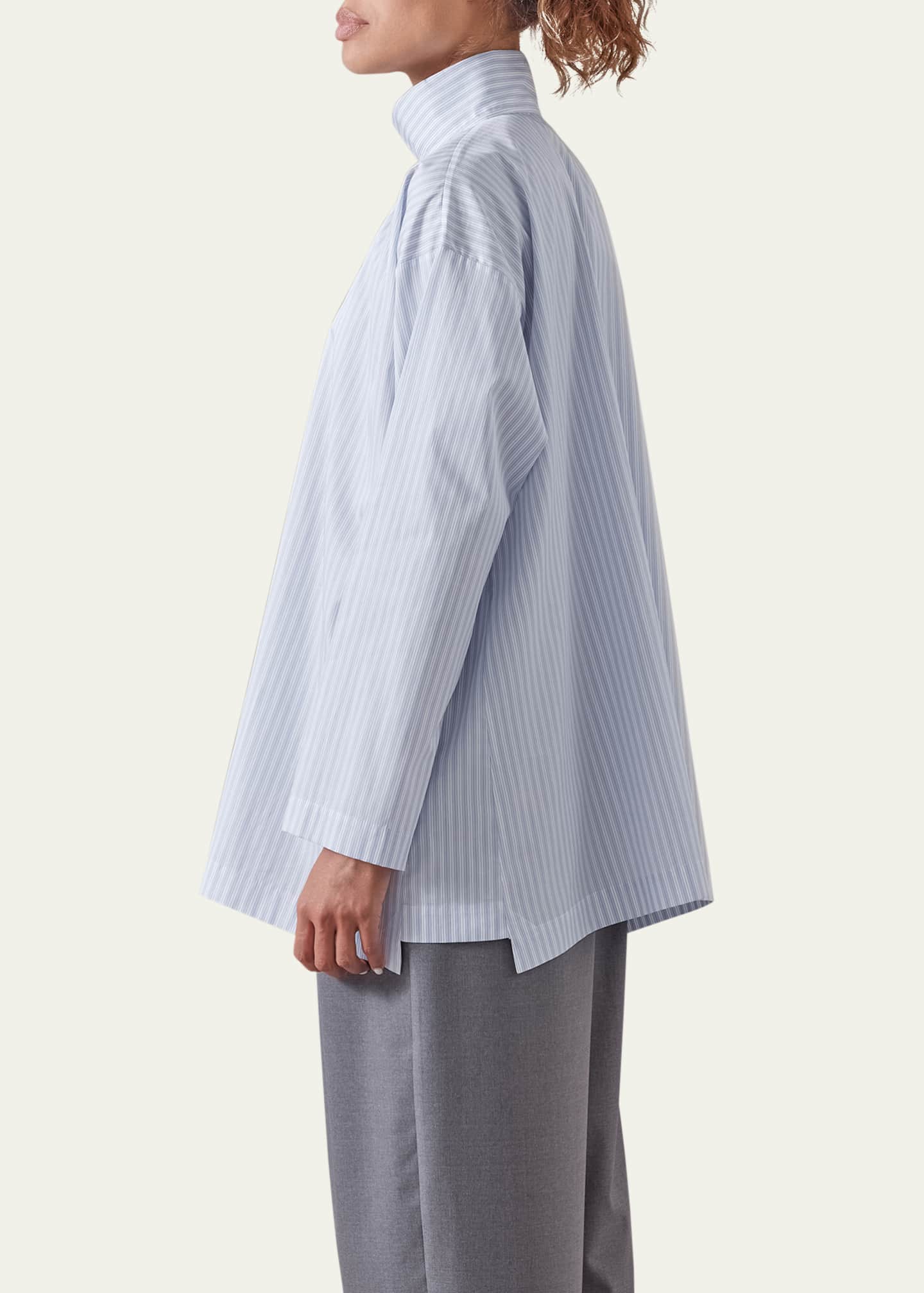 Eskandar Slim A-Line Two Collar Shirt With Step Insert (Long Length) Image 3 of 5