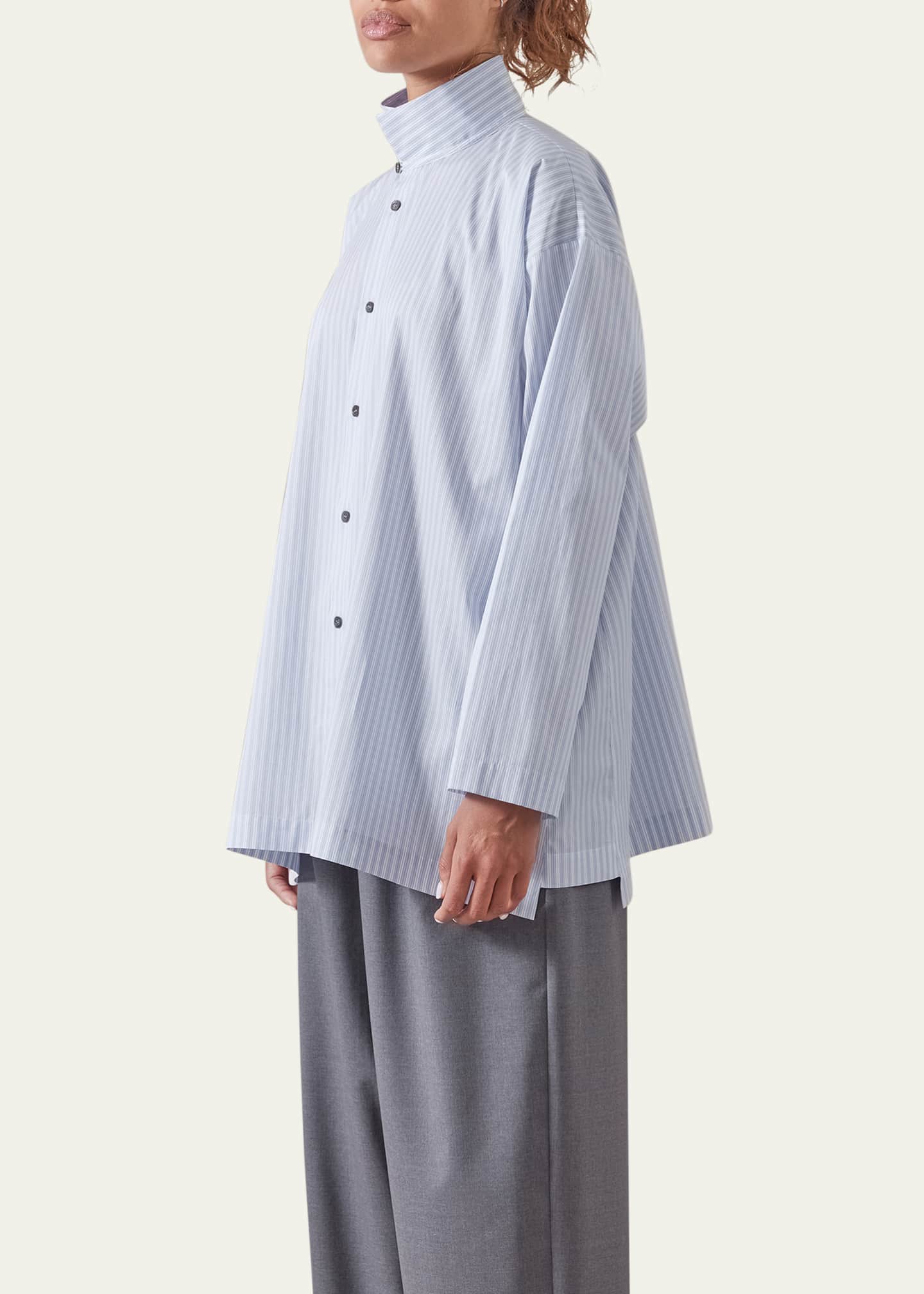 Eskandar Slim A-Line Two Collar Shirt With Step Insert (Long Length) Image 4 of 5