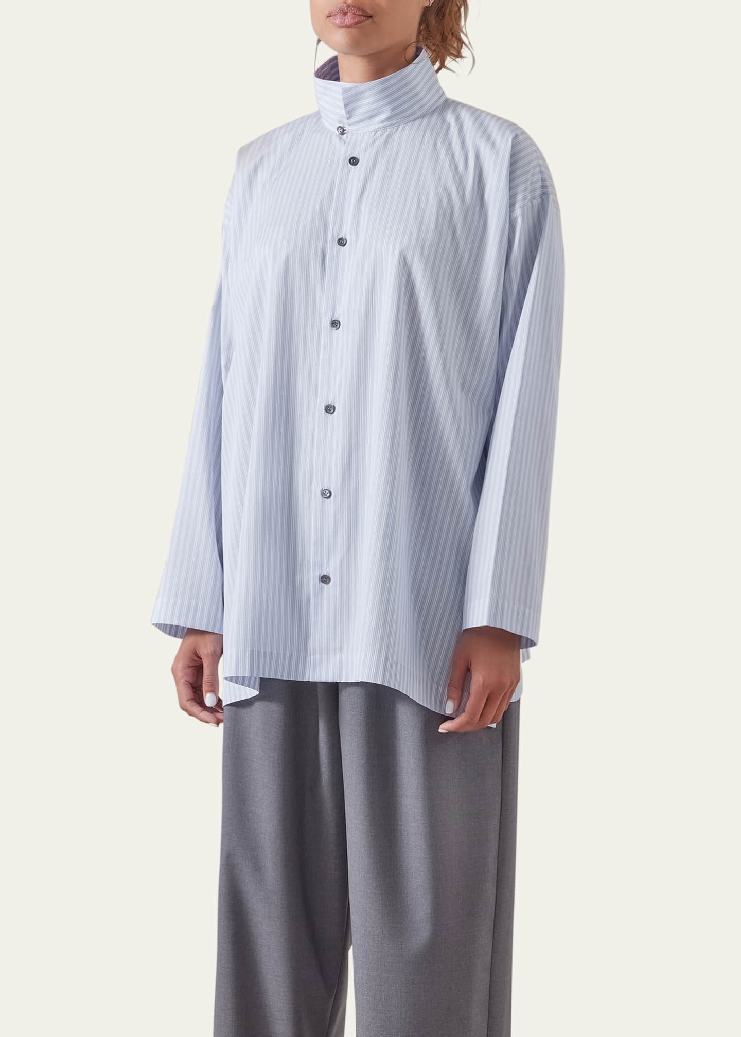 Eskandar Slim A-Line Two Collar Shirt With Step Insert (Long Length) Image 5 of 5