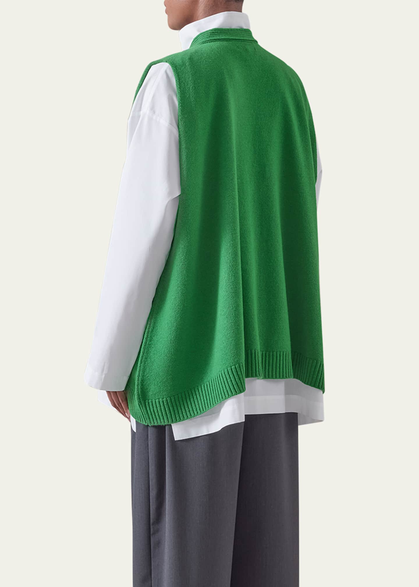 Eskandar A-Line Sleeveless V-Neck Cashmere Cardigan Image 3 of 5