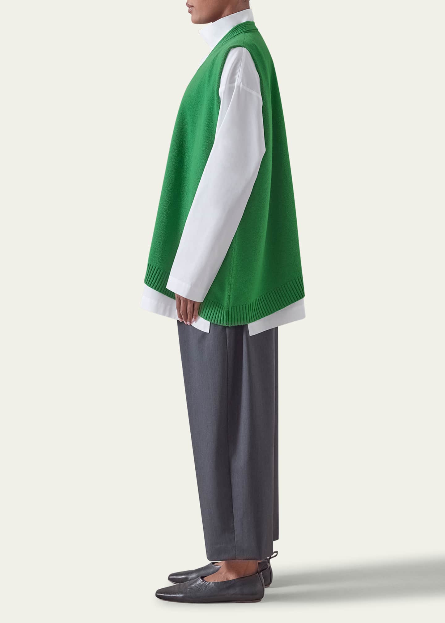 Eskandar A-Line Sleeveless V-Neck Cashmere Cardigan Image 5 of 5