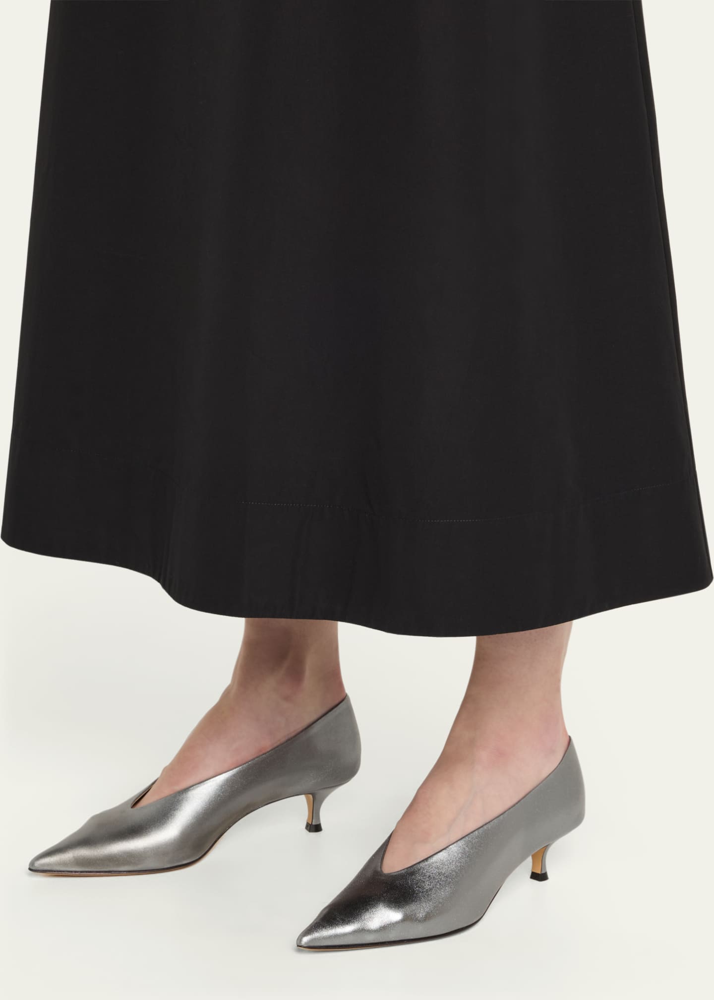 Babouche Metallic Leather Kitten Pumps