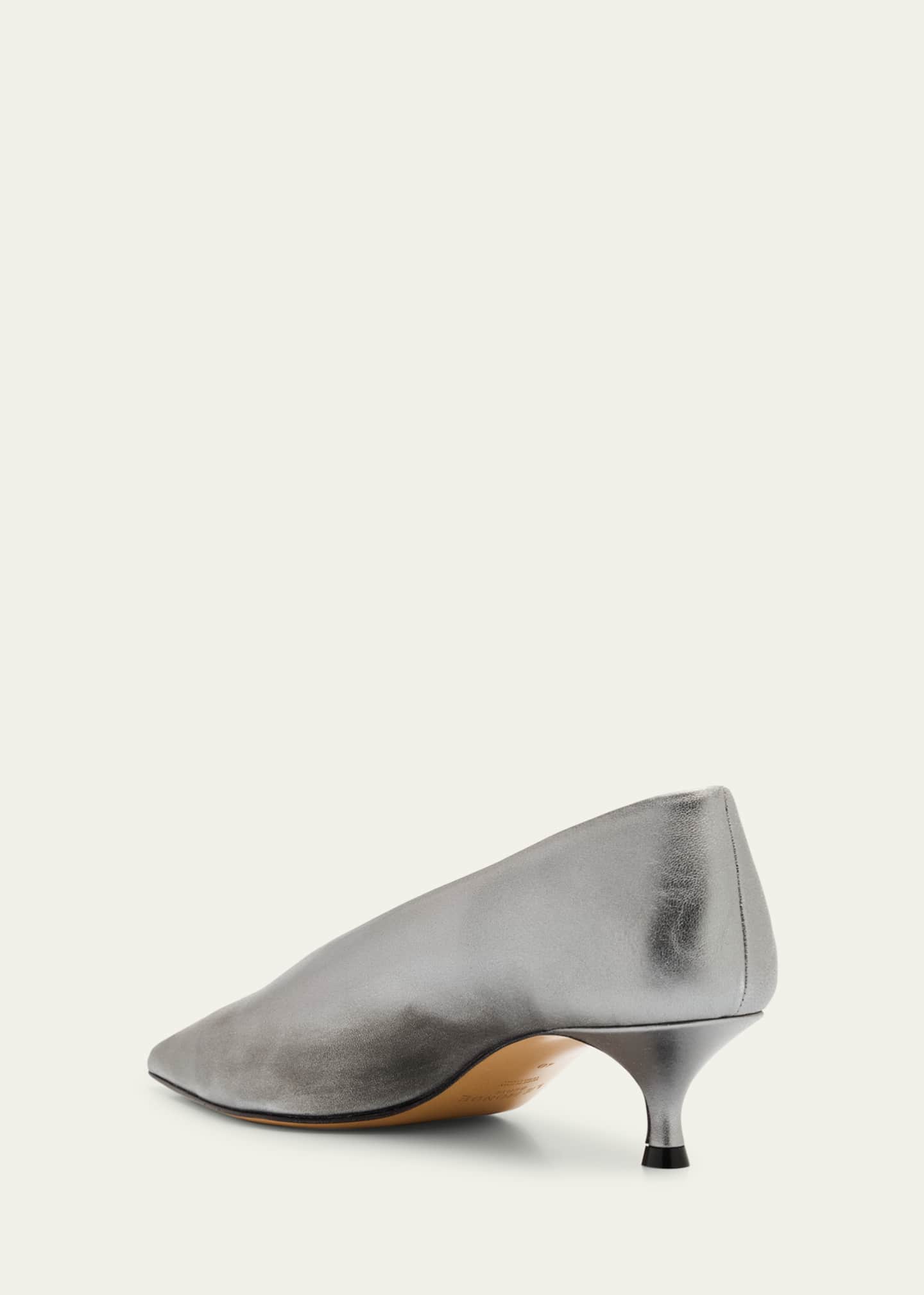 Babouche Metallic Leather Kitten Pumps