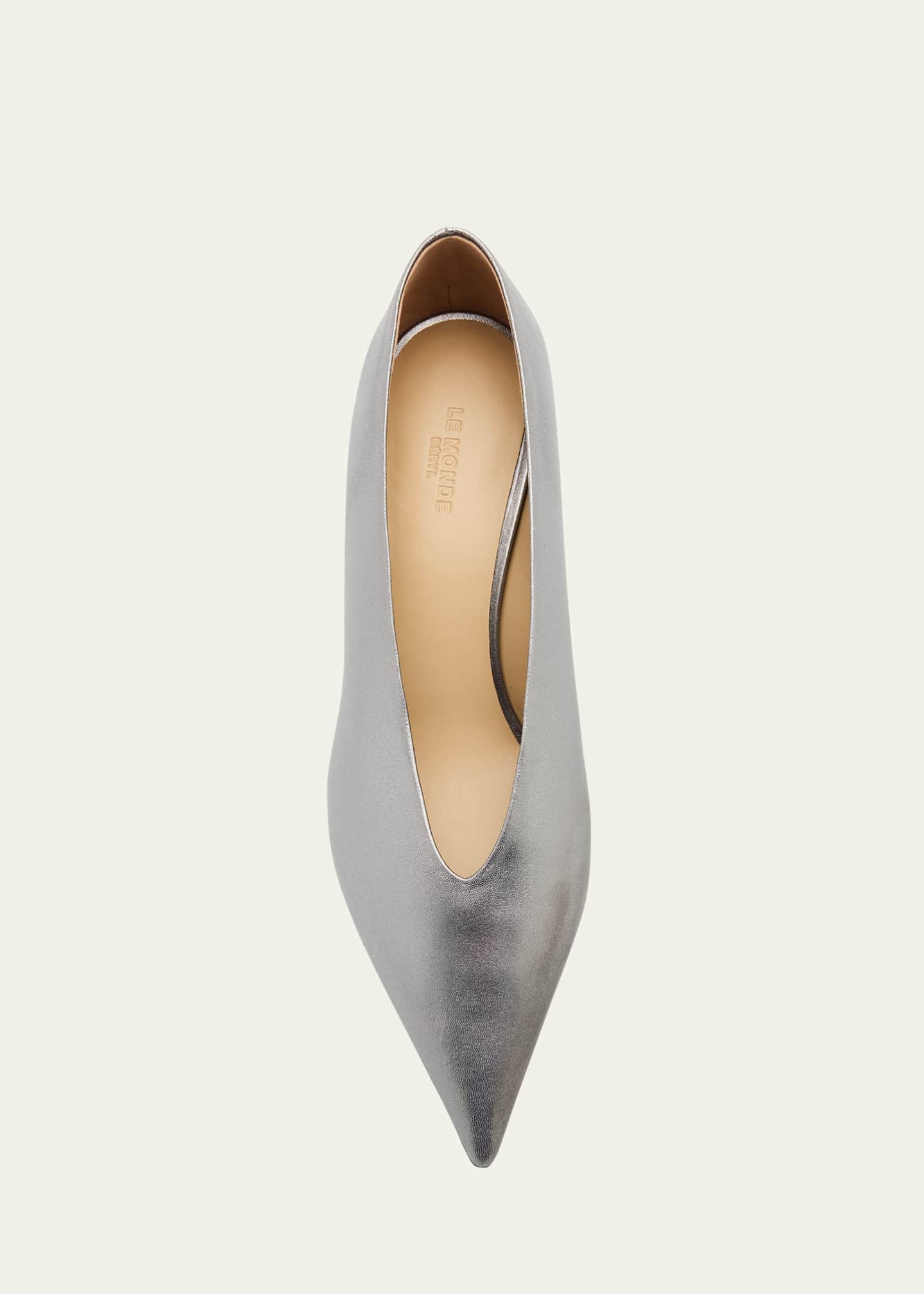 Le Monde Beryl Babouche Metallic Leather Kitten Pumps Image 6 of 6