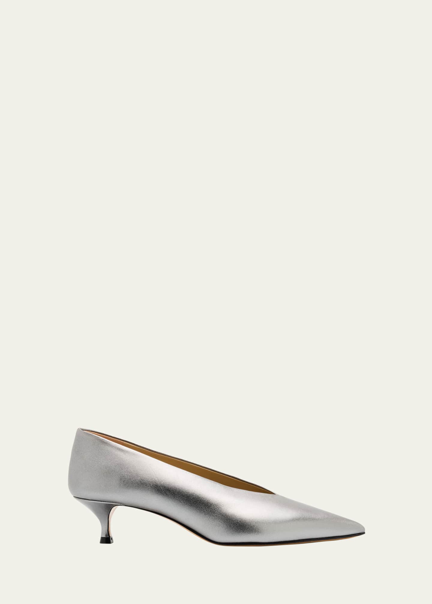 Le Monde Beryl Babouche Metallic Leather Kitten Pumps Image 1 of 6