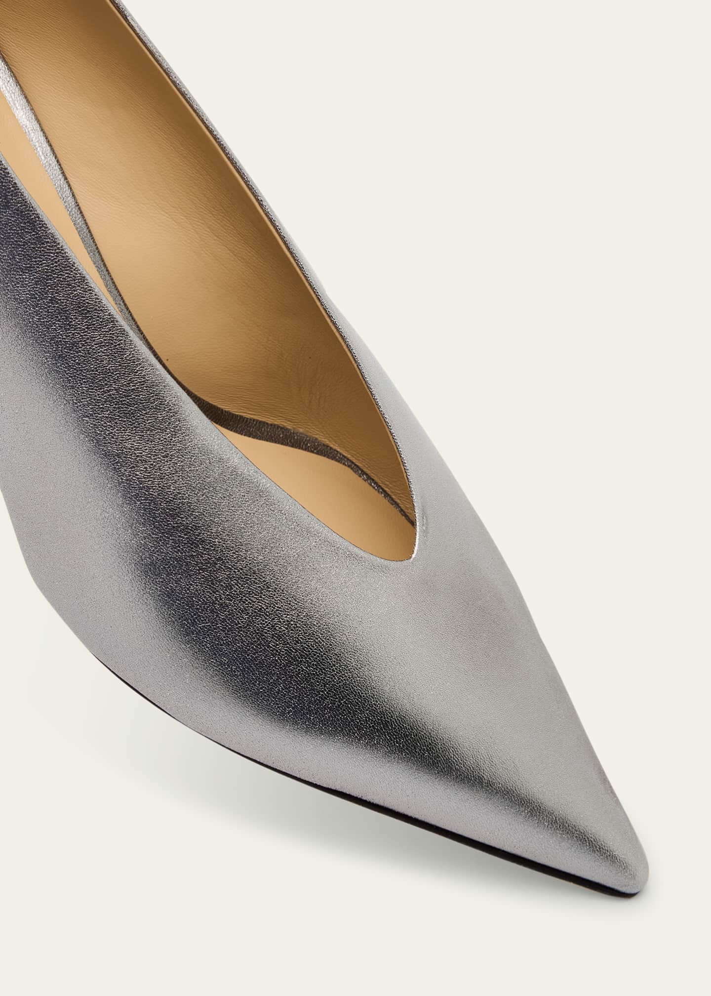 Babouche Metallic Leather Kitten Pumps