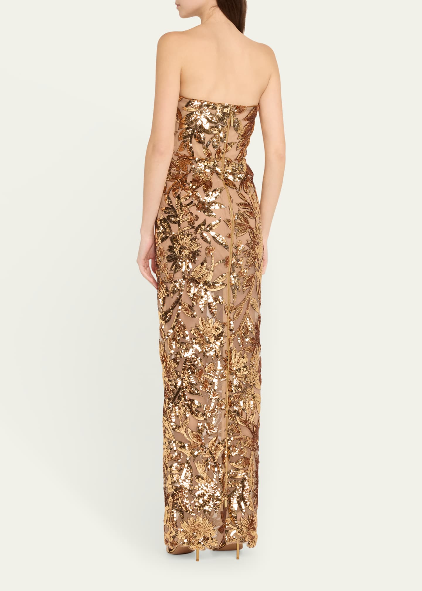 Bronx and Banco Dahlia Strapless Floral Sequin Column Gown Image 3 of 5
