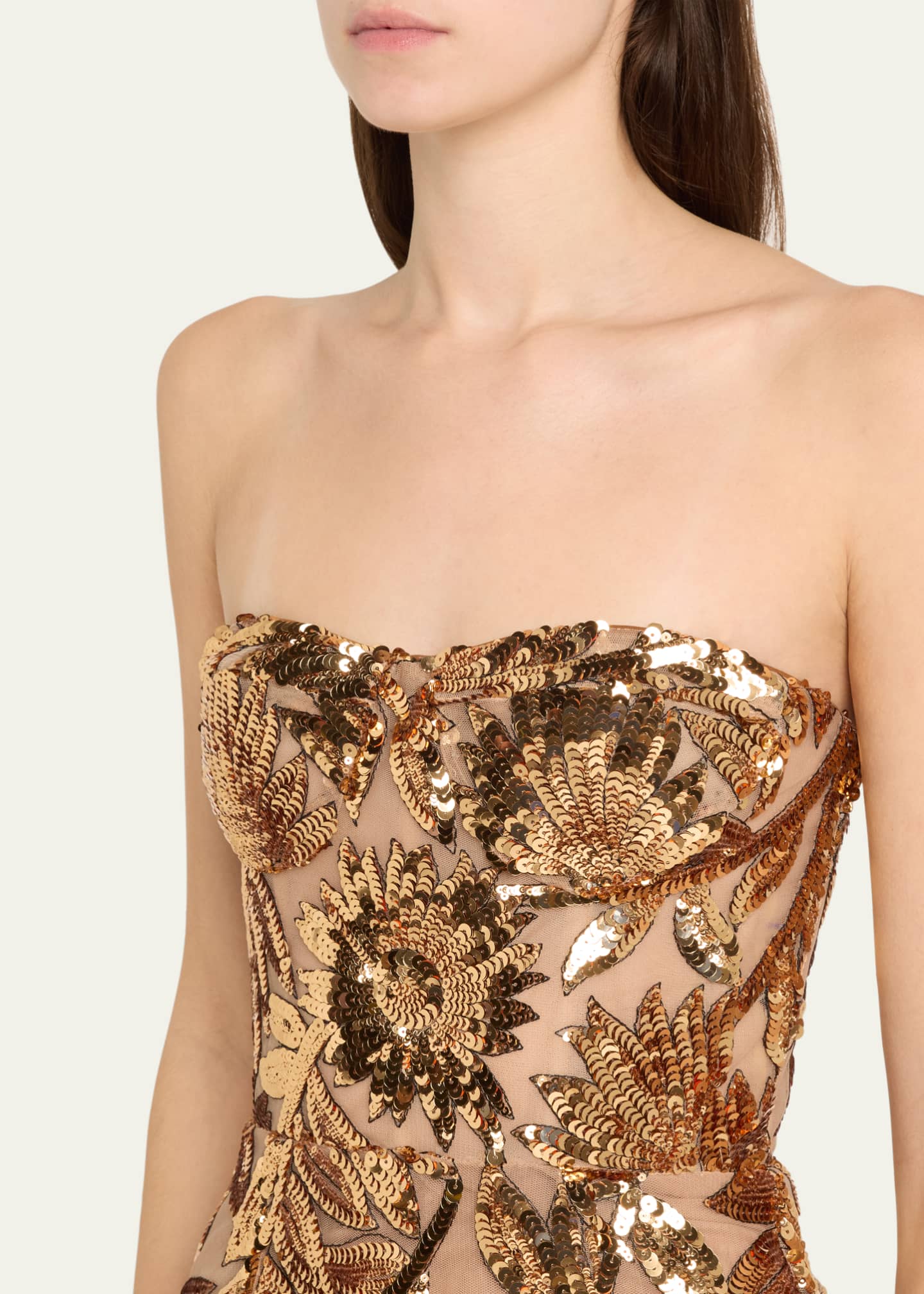 Bronx and Banco Dahlia Strapless Floral Sequin Column Gown Image 5 of 5