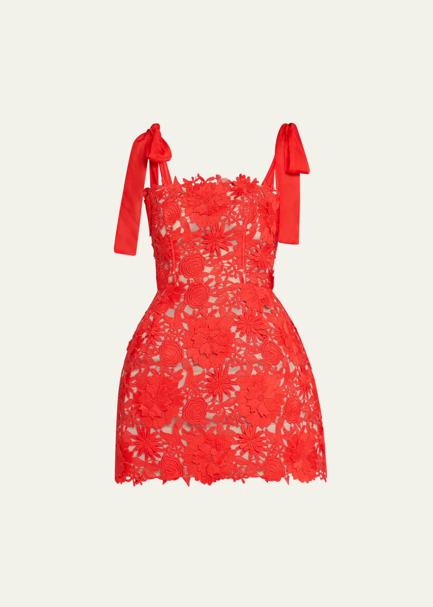 Bronx and Banco Maia Square-Neck Floral Lace Mini Dress Image 1 of 5