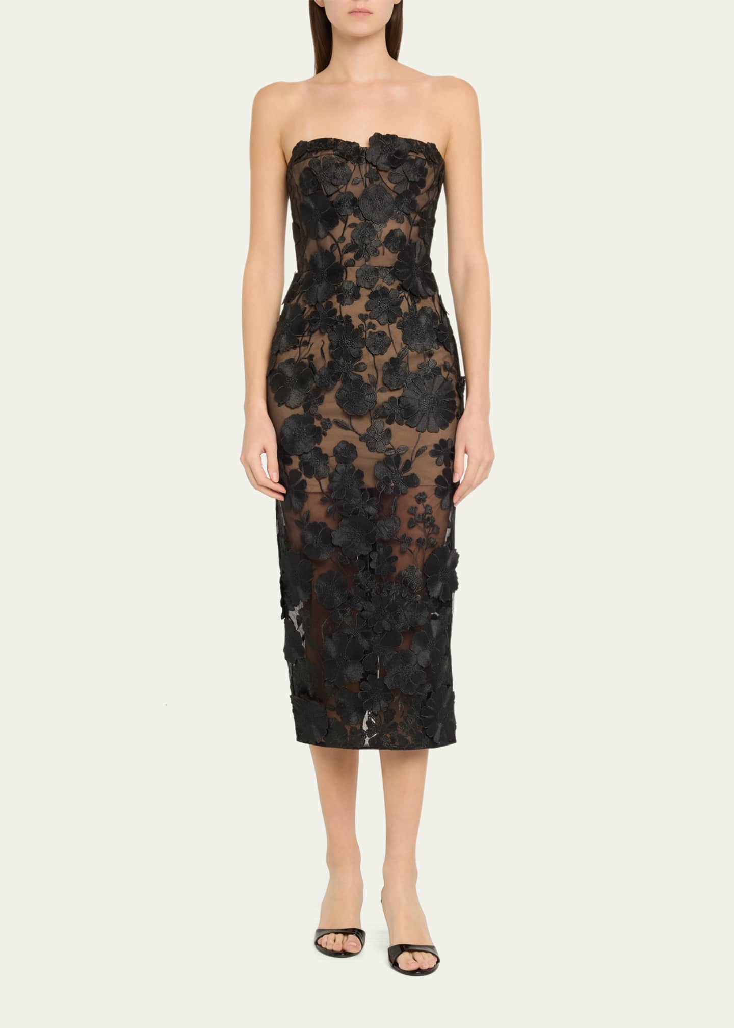 Bronx and Banco Jasmine Strapless Floral-Embroidered Midi Dress Image 2 of 5