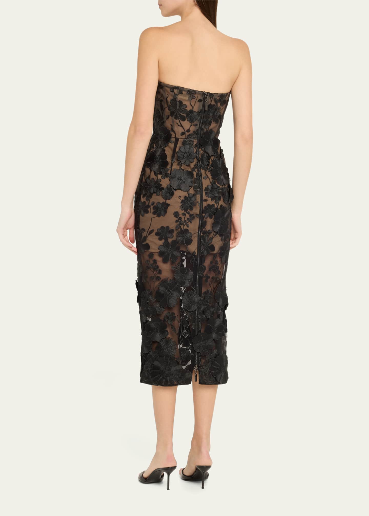 Bronx and Banco Jasmine Strapless Floral-Embroidered Midi Dress Image 3 of 5