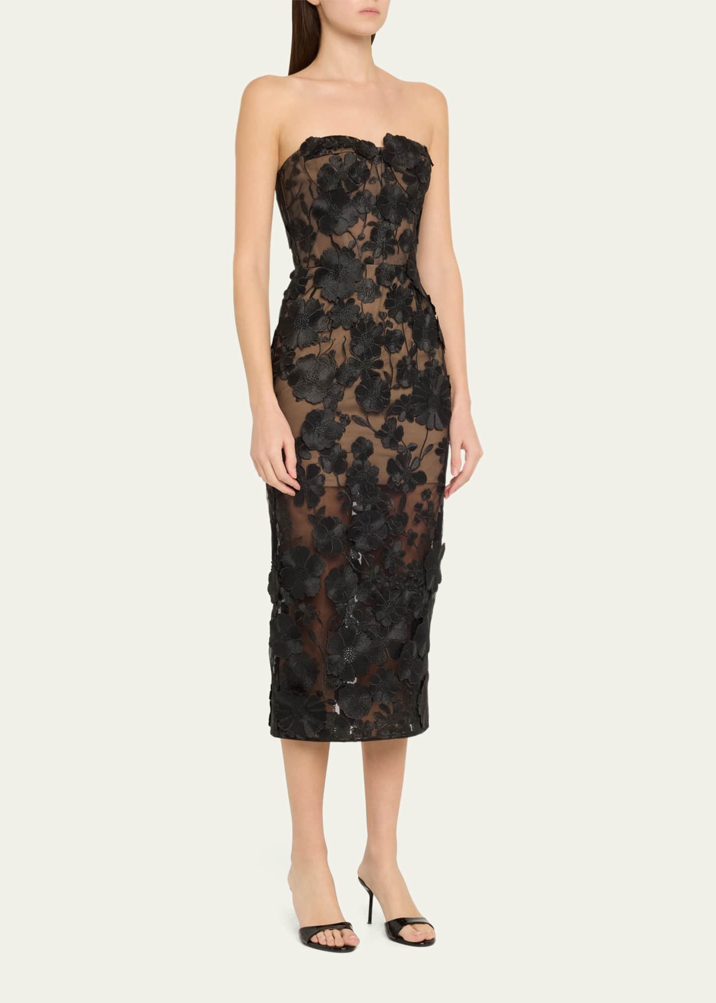 Bronx and Banco Jasmine Strapless Floral-Embroidered Midi Dress Image 4 of 5