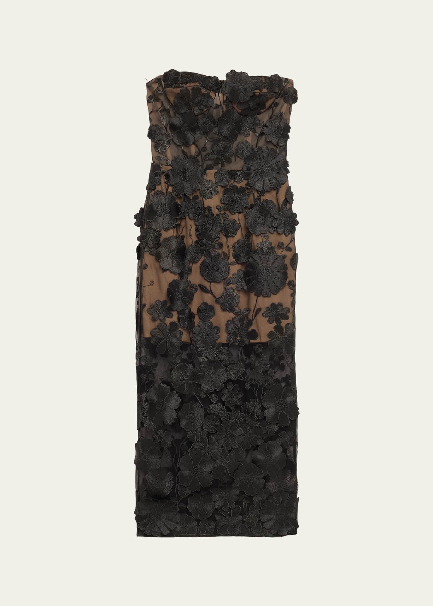 Bronx and Banco Jasmine Strapless Floral-Embroidered Midi Dress Image 1 of 5