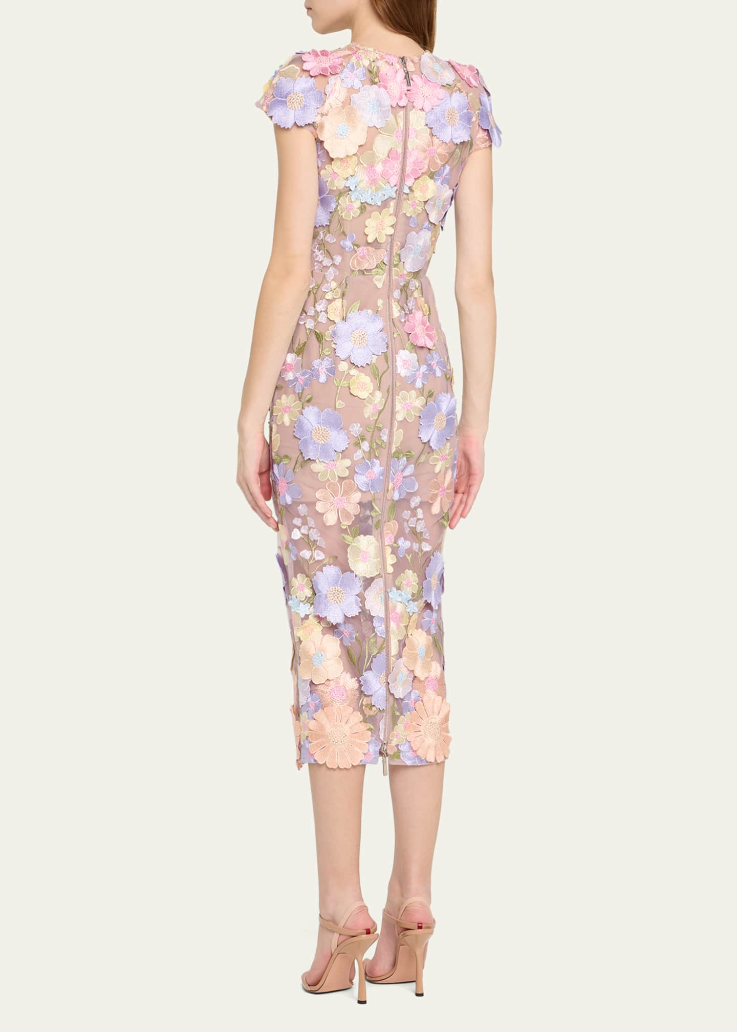 Bronx and Banco Jasmine Floral-Embroidered Midi Sheath Dress Image 3 of 5