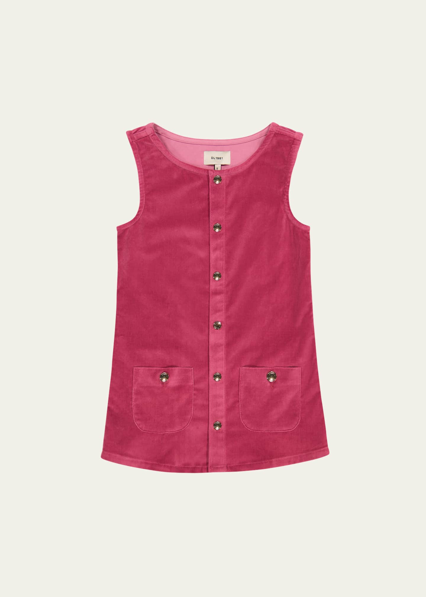 DL1961 Girl's Hana Velvet Pinafore Dress, Size 2-6X Image 1 of 2