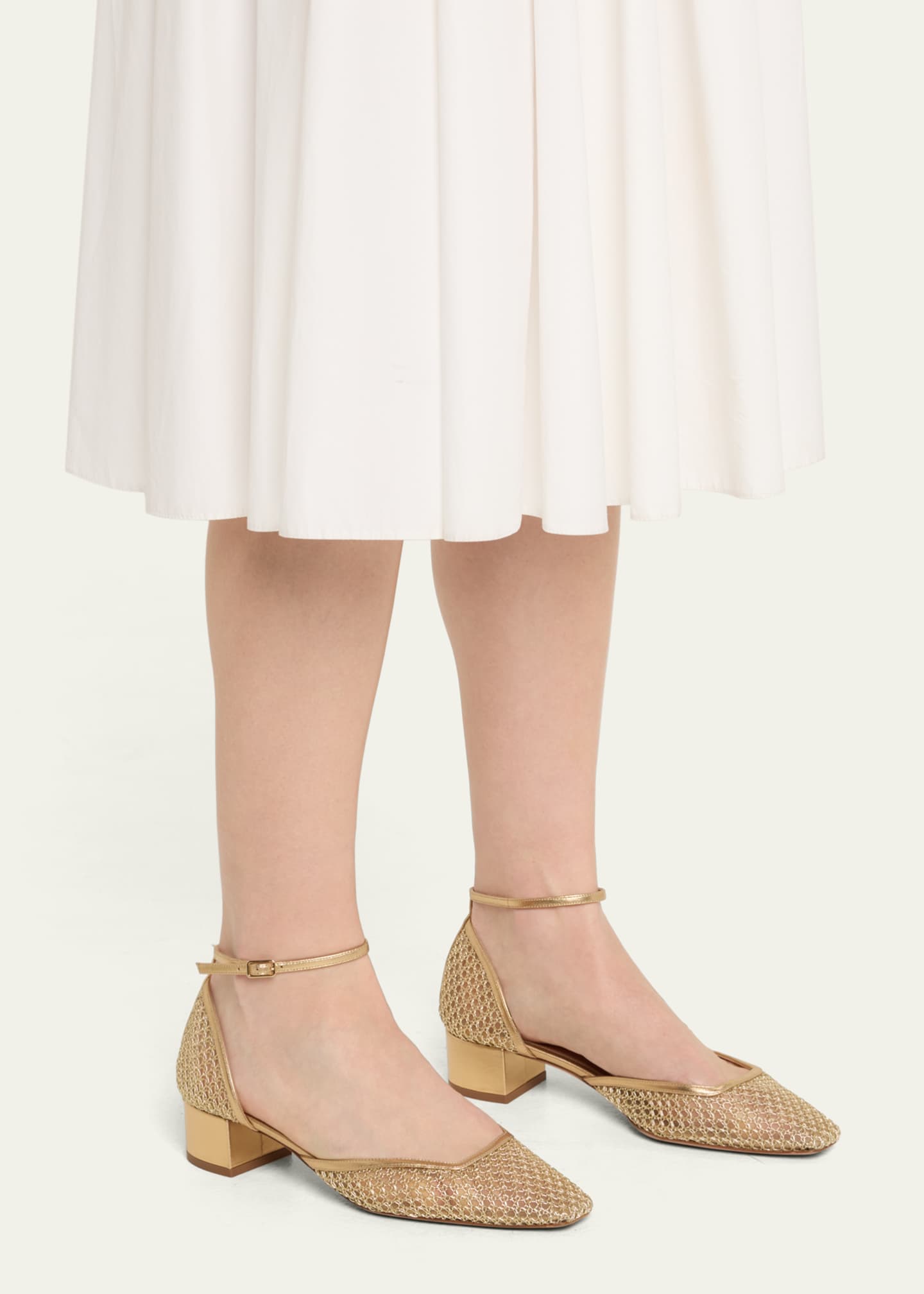 Aquazzura Asha Leather-Trim Mesh Pumps Image 2 of 6
